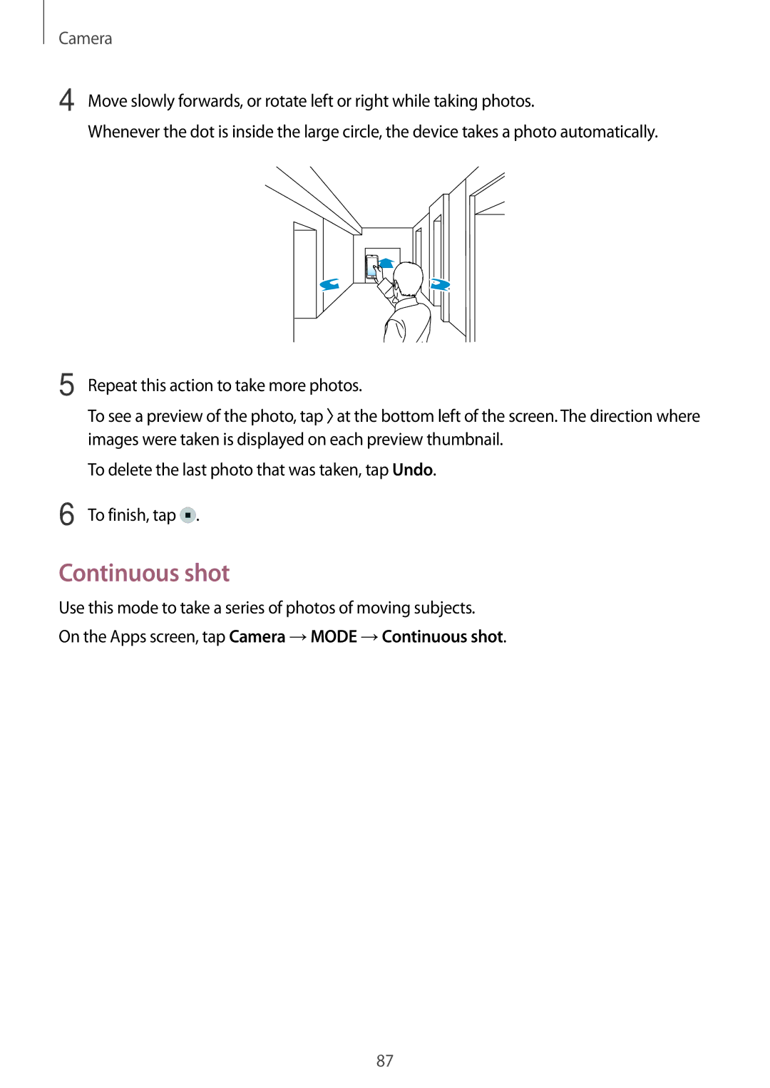 Samsung SM-G800HZDDTHR, SM-G800HZWDXFE, SM-G800HZWDTUN, SM-G800HZWDTHR, SM-G800HZWAXFE, SM-G800HZBDCAC manual Continuous shot 