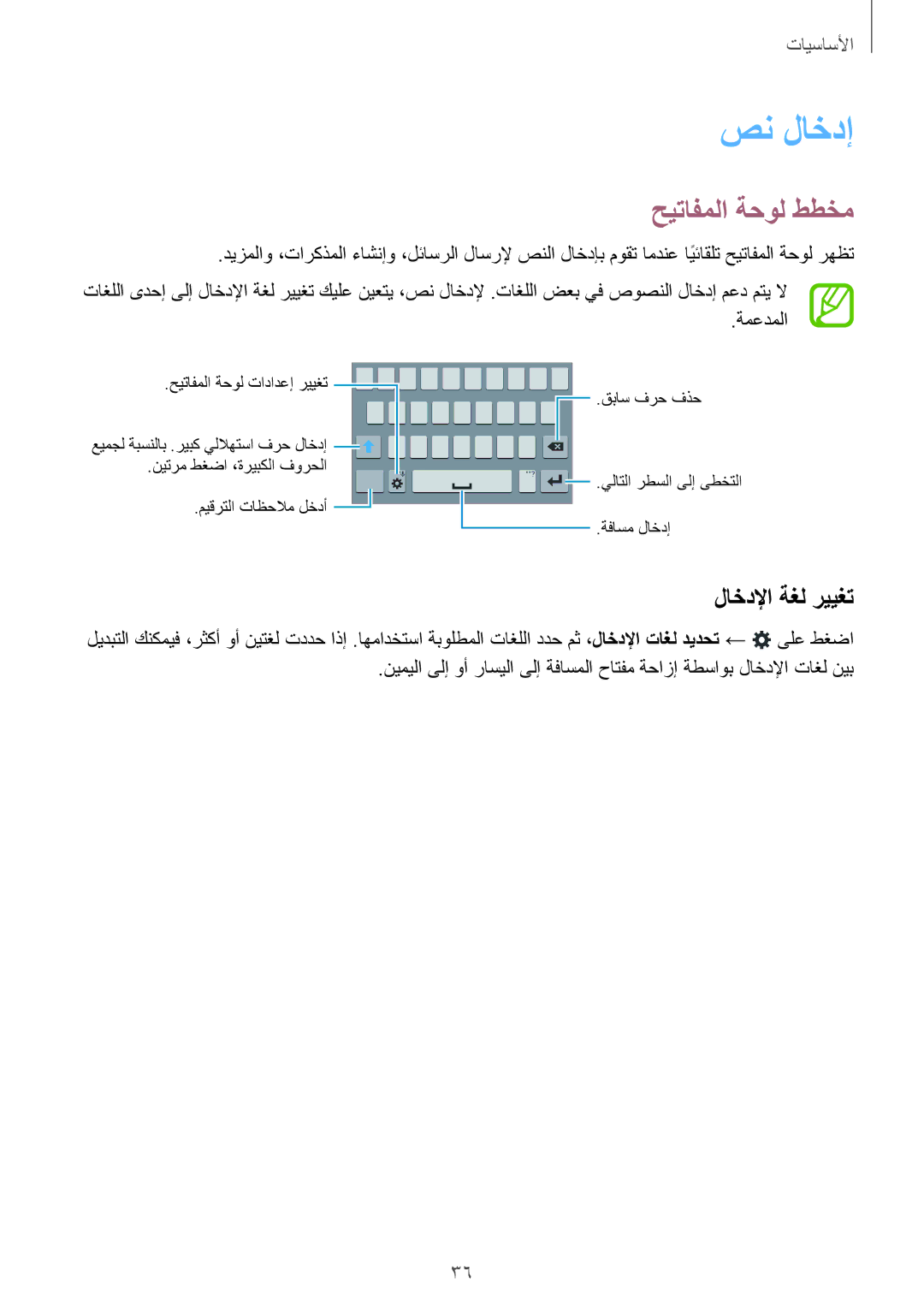 Samsung SM-G800HZBDLYS, SM-G800HZWDXFE, SM-G800HZWDTUN, SM-G800HZWDTHR manual صن لاخدإ, حيتافملا ةحول ططخم, لاخدلإا ةغل رييغت 