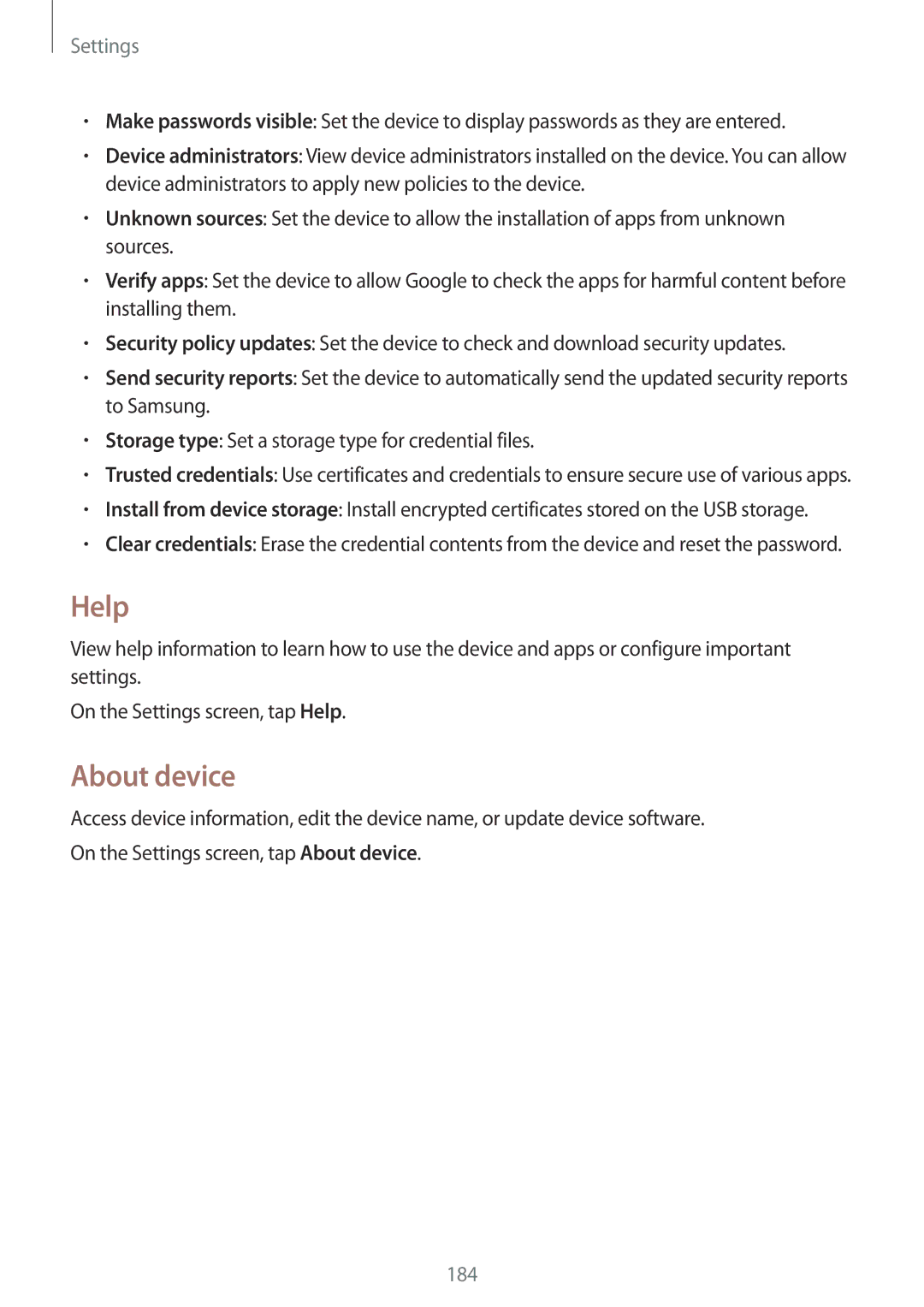 Samsung SM-G800HZWDKSA, SM-G800HZWDXFE, SM-G800HZWDTUN, SM-G800HZWDTHR, SM-G800HZWAXFE, SM-G800HZBDCAC manual Help, About device 