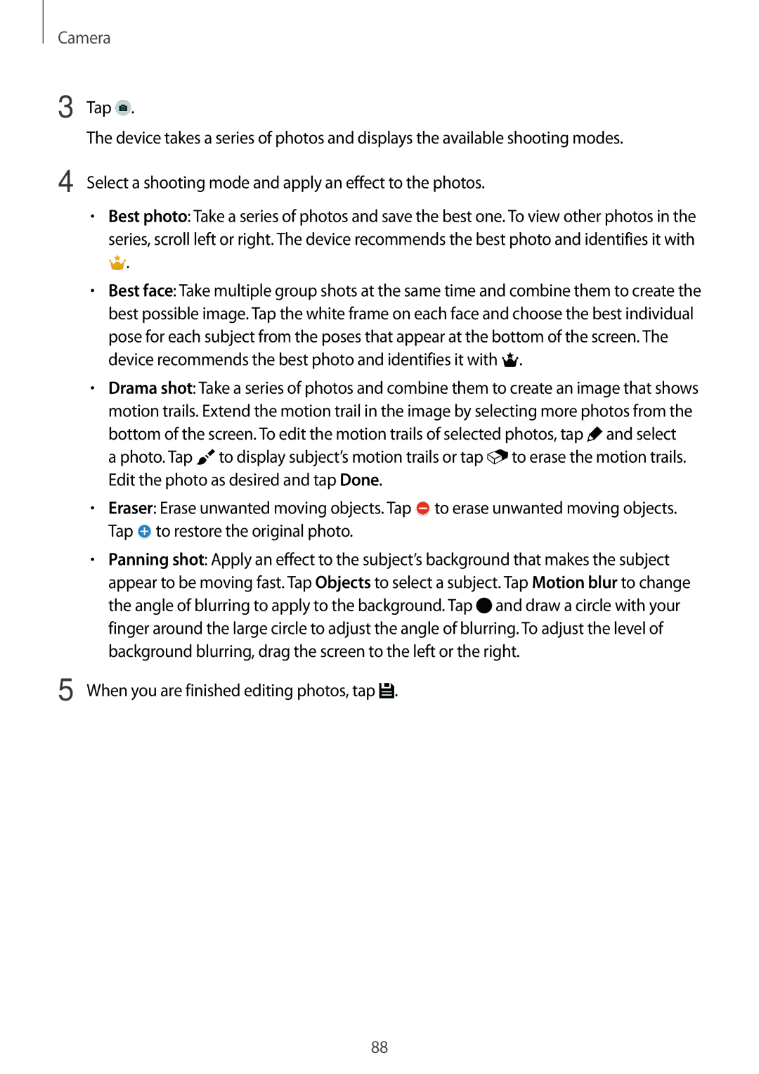 Samsung SM-G800HZKATHR, SM-G800HZWDXFE, SM-G800HZWDTUN, SM-G800HZWDTHR manual When you are finished editing photos, tap 