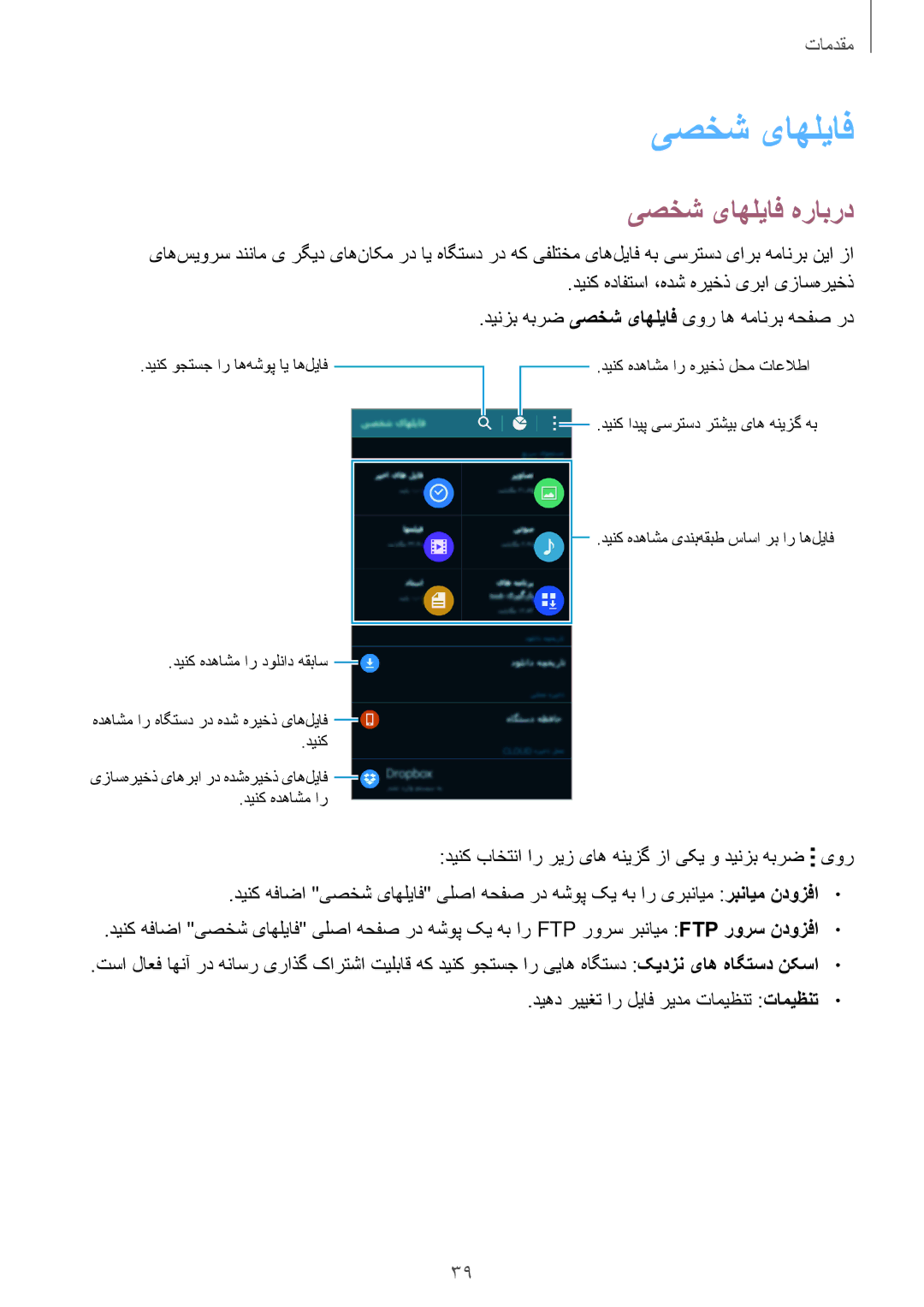 Samsung SM-G800HZWABTC, SM-G800HZWDXFE, SM-G800HZWDTUN, SM-G800HZWDTHR, SM-G800HZWAXFE manual یصخش یاهلياف, یصخش یاهلیاف هرابرد 