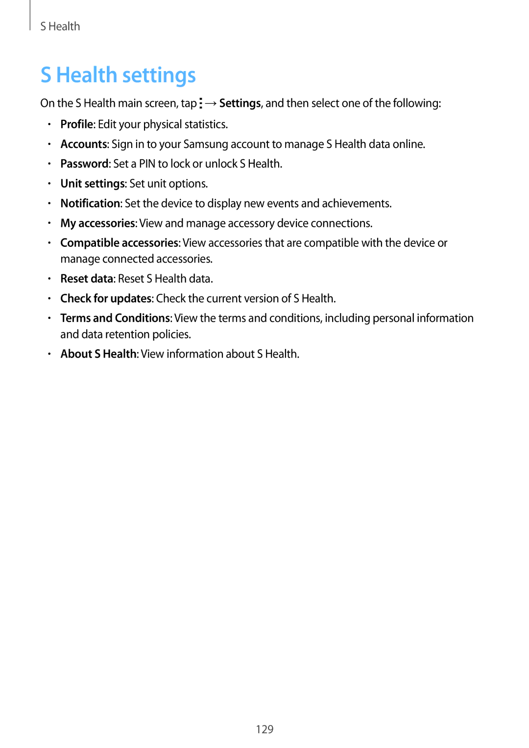 Samsung SM-G850F user manual Health settings 