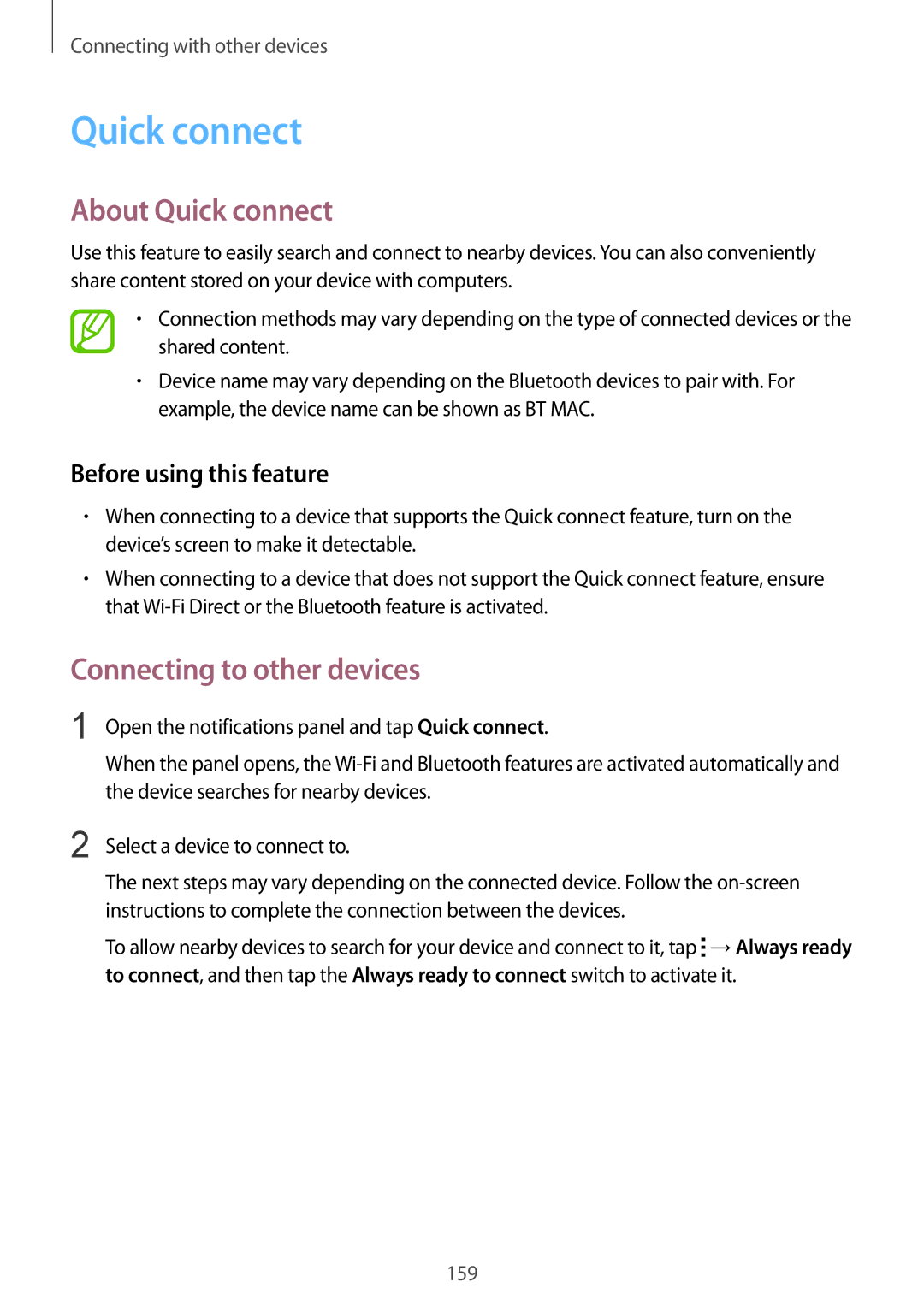 Samsung SM-G850F user manual About Quick connect, Before using this feature 