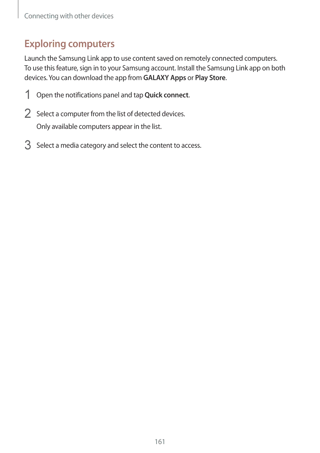 Samsung SM-G850F user manual Exploring computers, Select a media category and select the content to access 