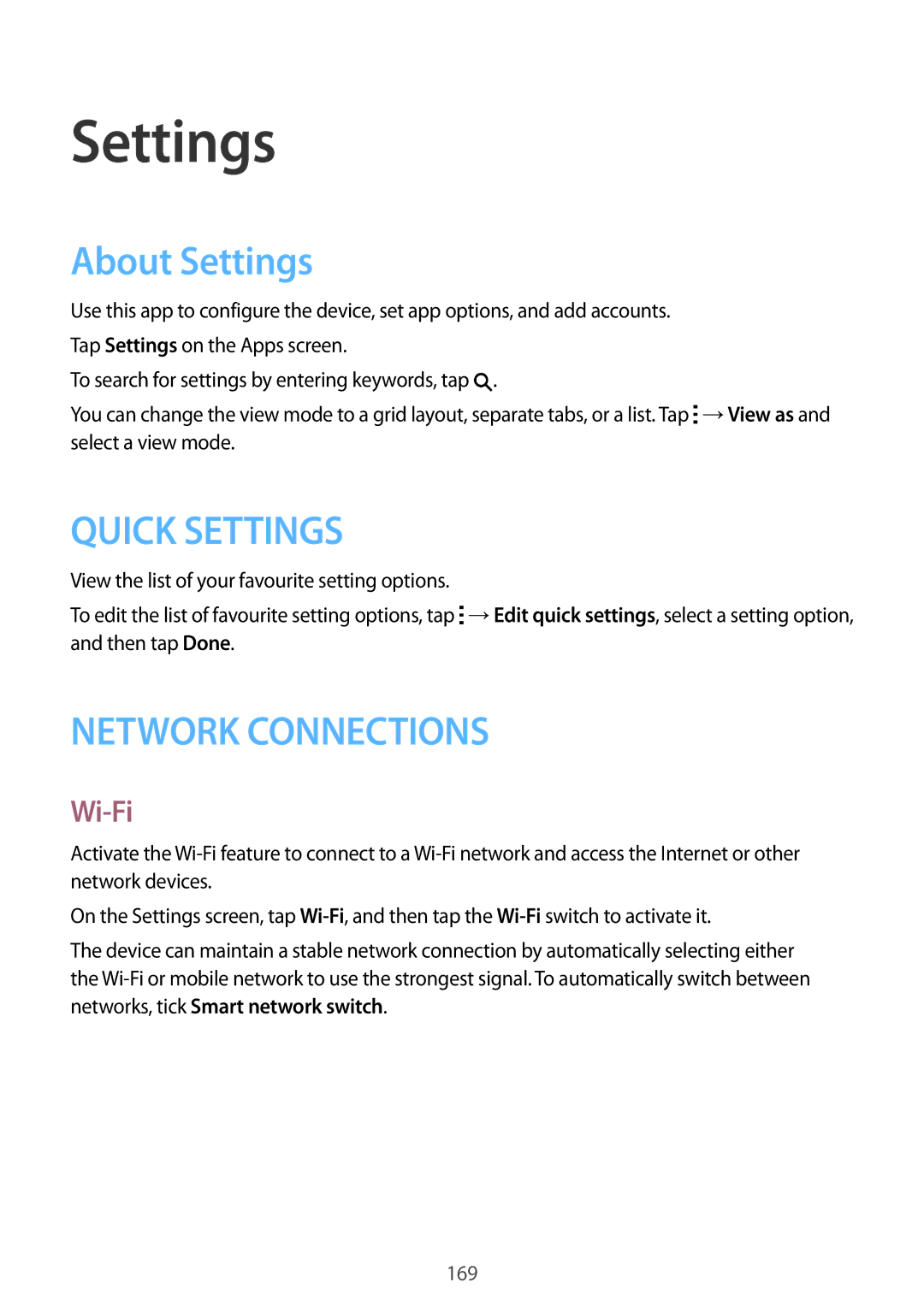 Samsung SM-G850F user manual About Settings, Wi-Fi 