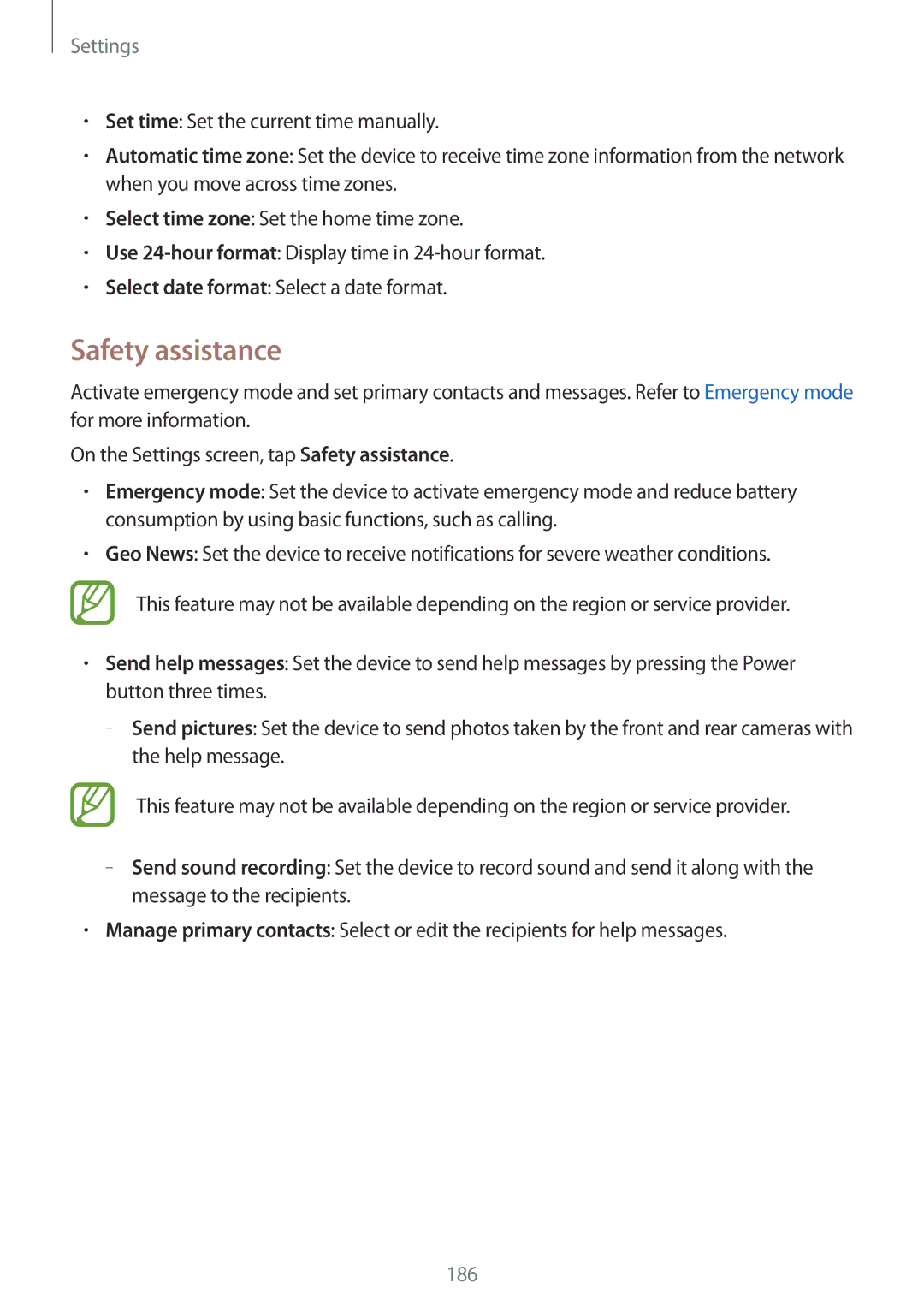 Samsung SM-G850F user manual Safety assistance 