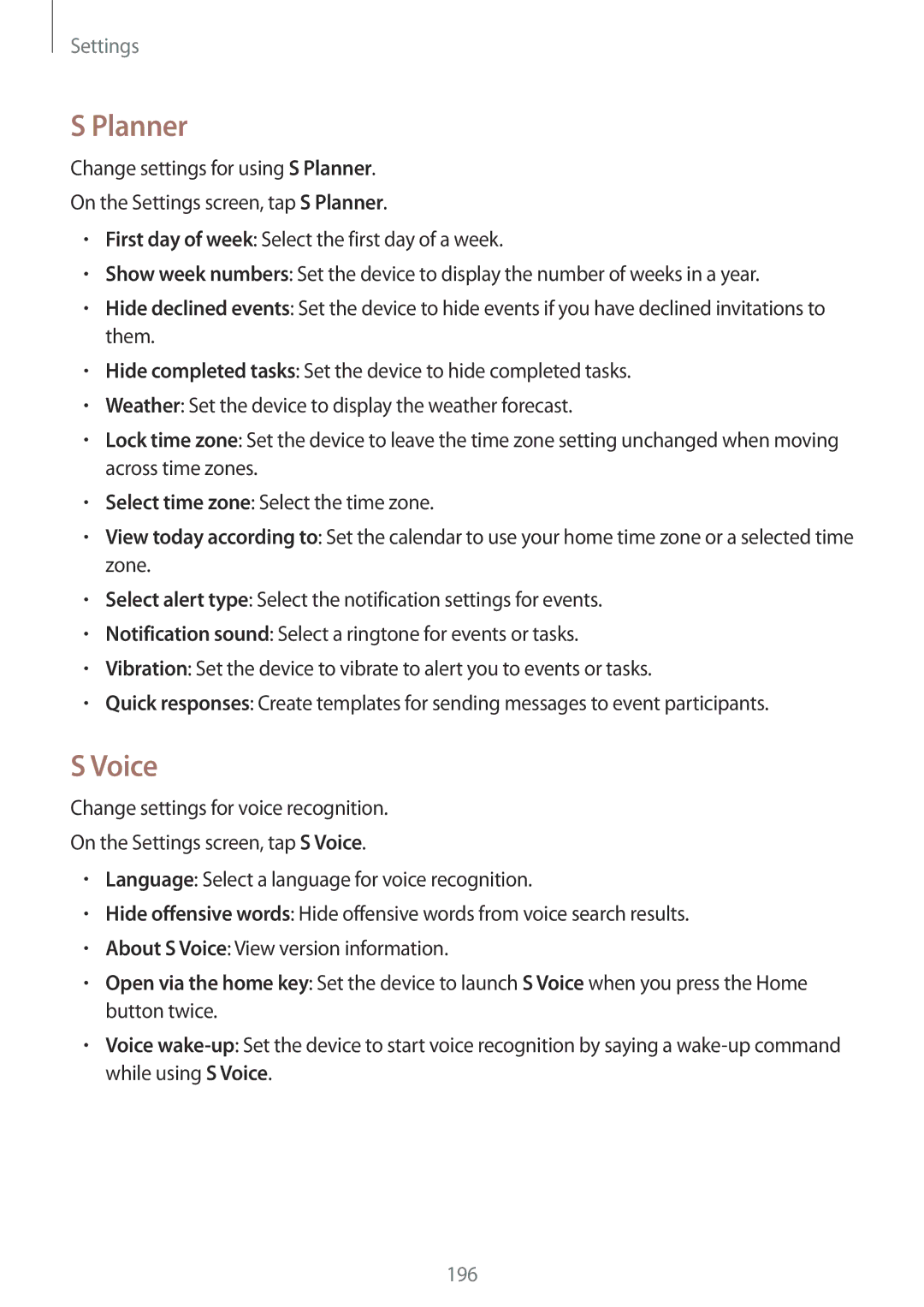 Samsung SM-G850F user manual Planner, Voice 