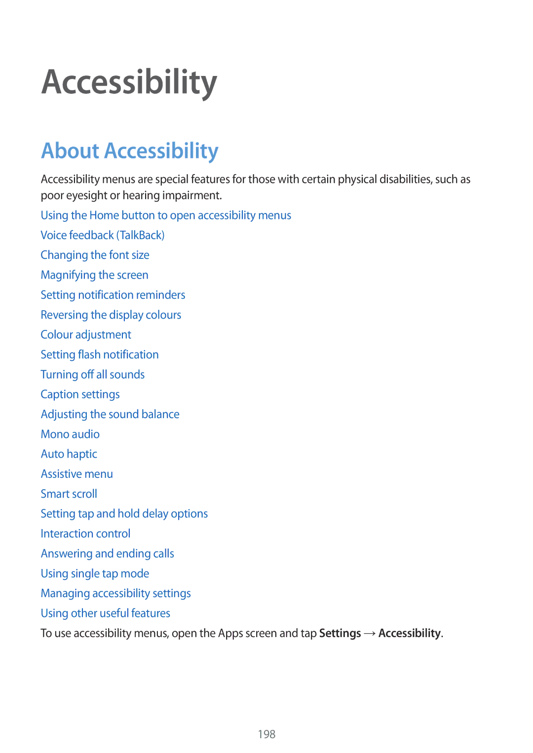 Samsung SM-G850F user manual About Accessibility 