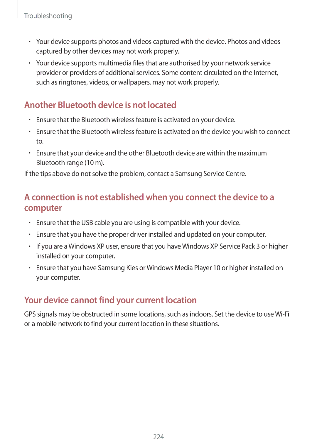 Samsung SM-G850F user manual Another Bluetooth device is not located 