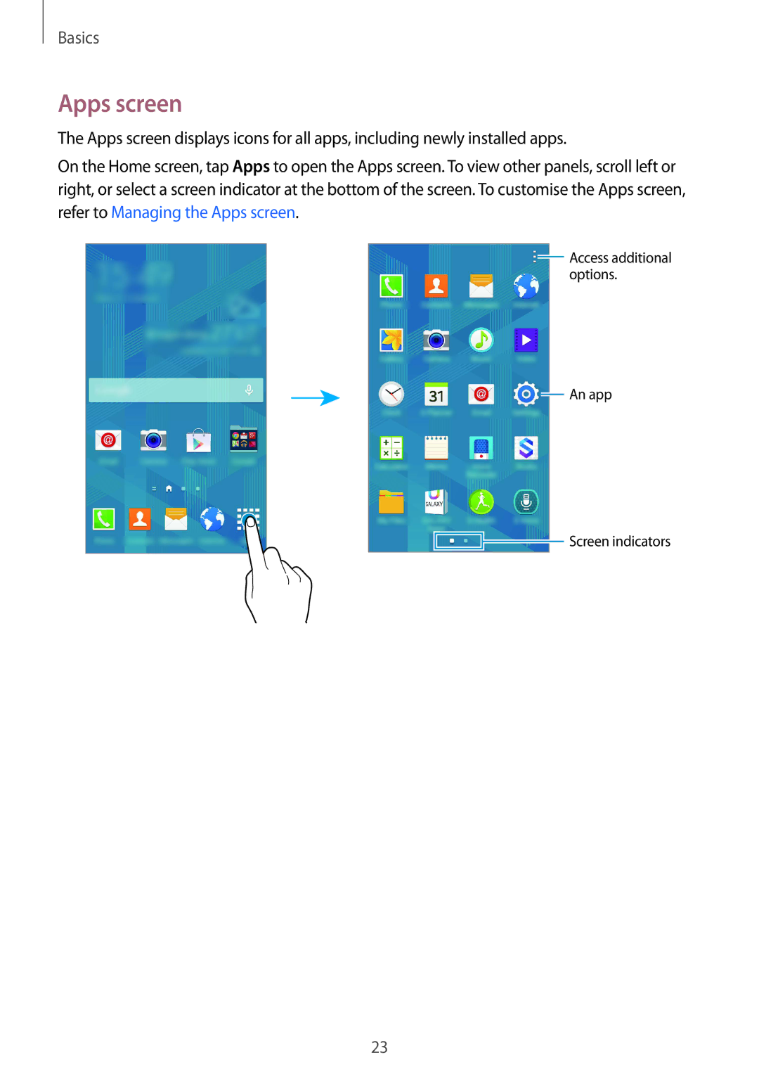 Samsung SM-G850F user manual Apps screen 