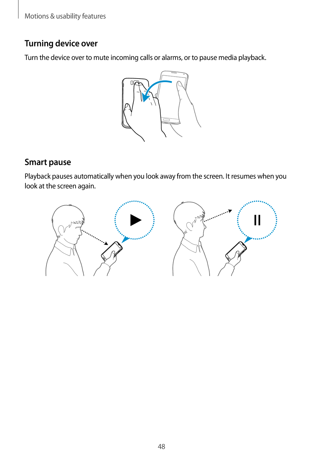 Samsung SM-G850F user manual Turning device over, Smart pause 