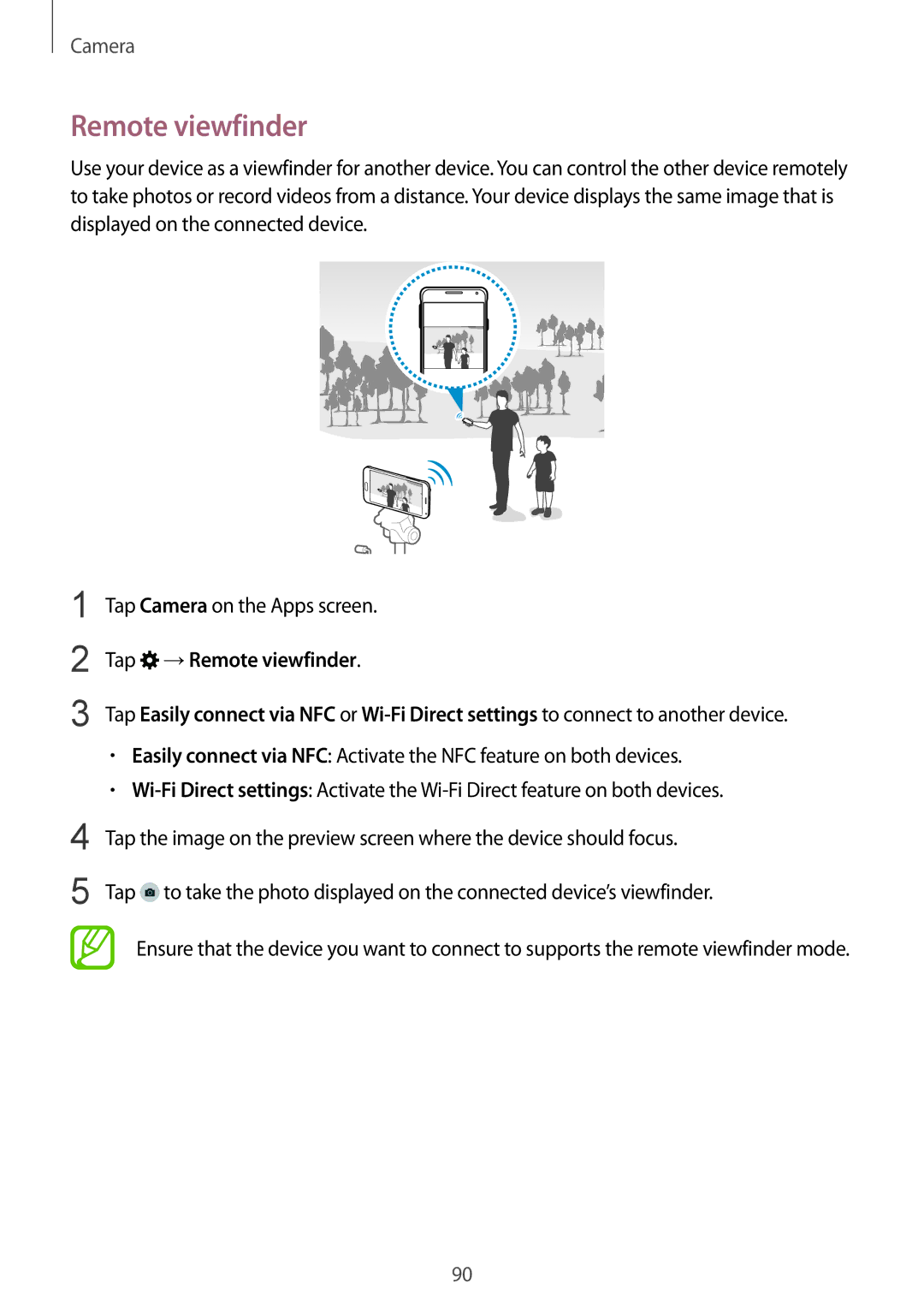 Samsung SM-G850F user manual Tap →Remote viewfinder 