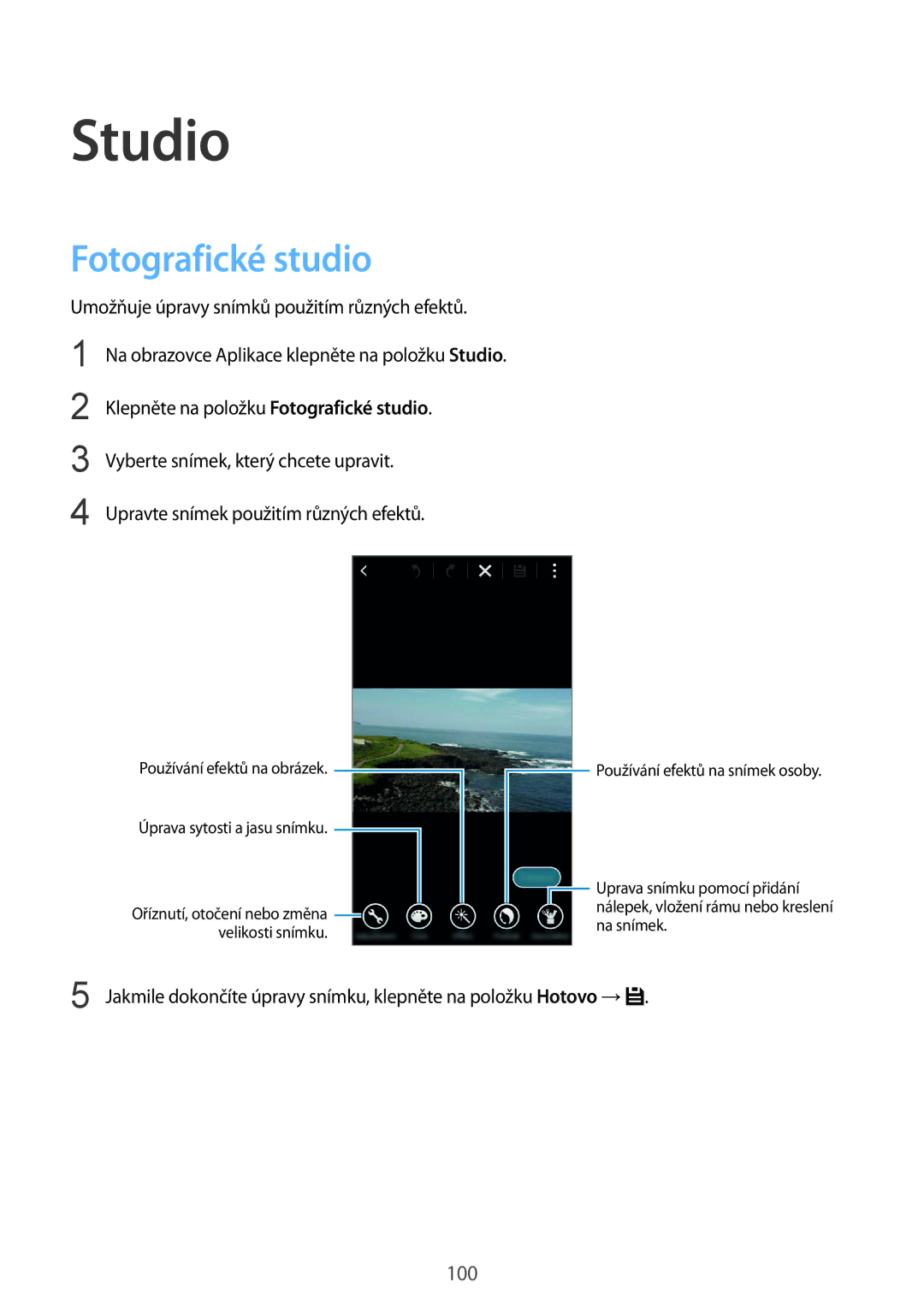 Samsung SM-G850FZKEDRE, SM-G850FHSEATO, SM-G850FZBEEUR, SM-G850FZBEXEO, SM-G850FZWEDRE manual Studio, Fotografické studio 