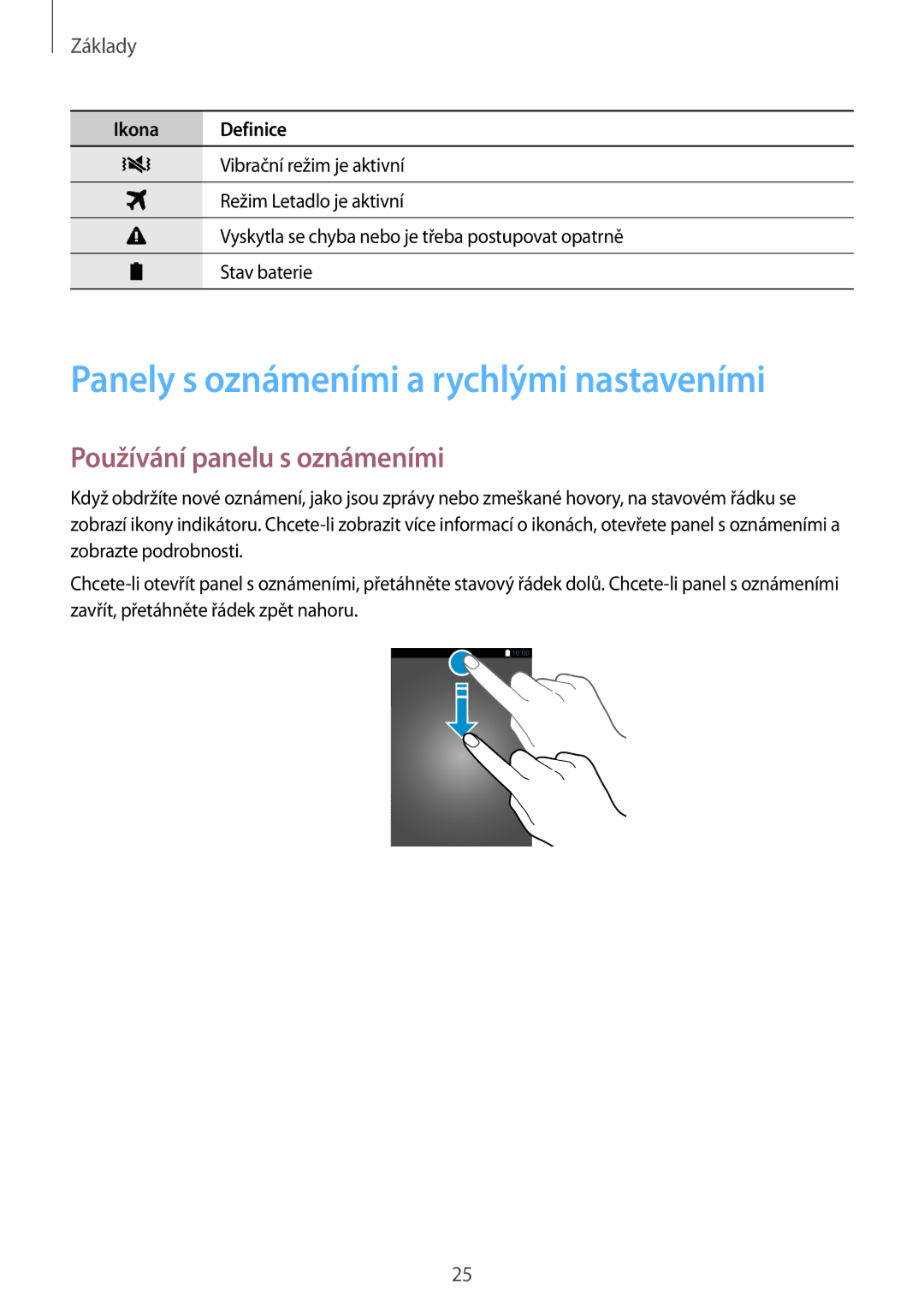 Samsung SM-G850FZDEXEH, SM-G850FHSEATO manual Panely s oznámeními a rychlými nastaveními, Používání panelu s oznámeními 