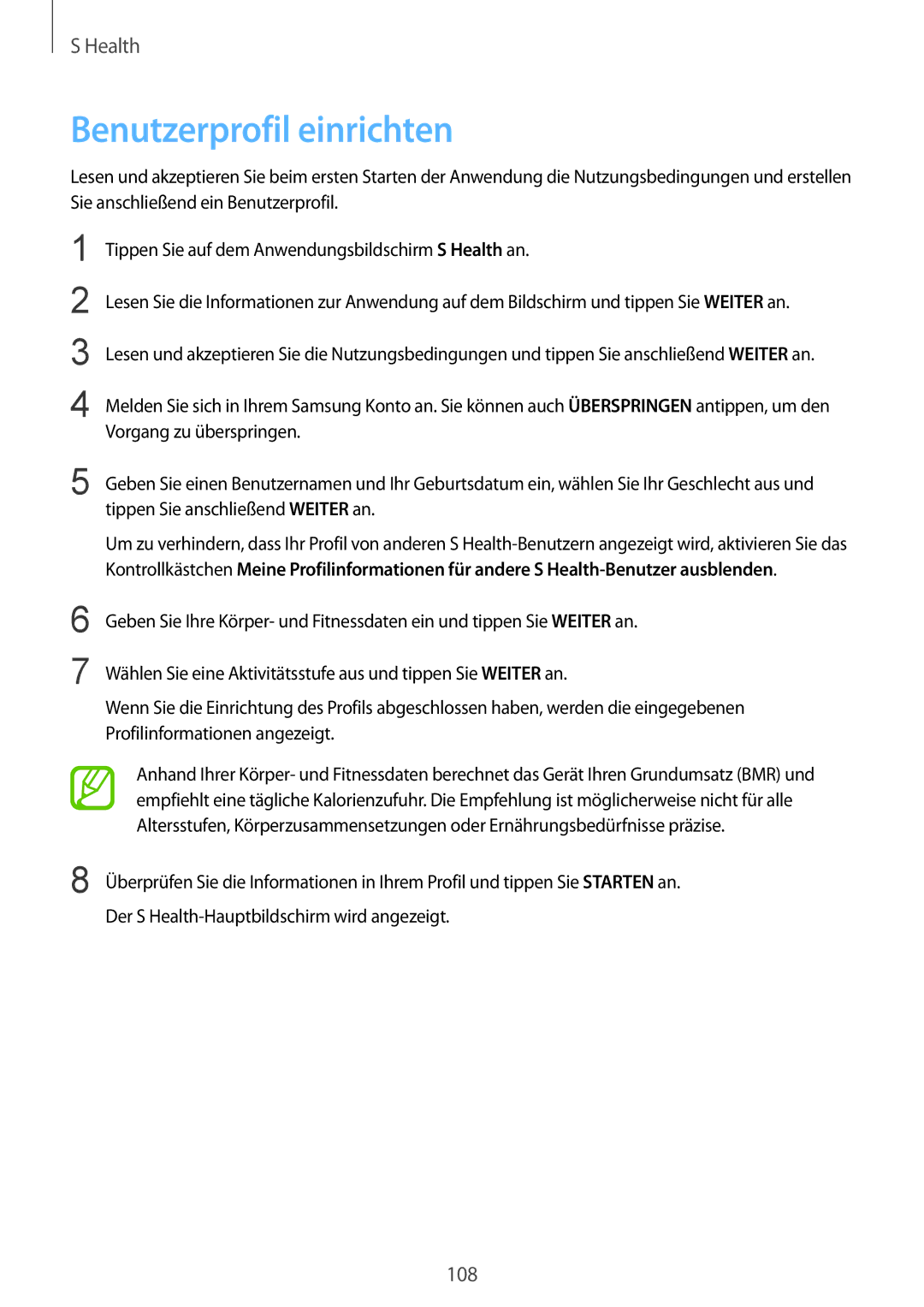 Samsung SM-G850FZDEVD2, SM-G850FHSEDBT, SM-G850FHSEVIA, SM-G850FZWETPH, SM-G850FZWEDBT manual Benutzerprofil einrichten 