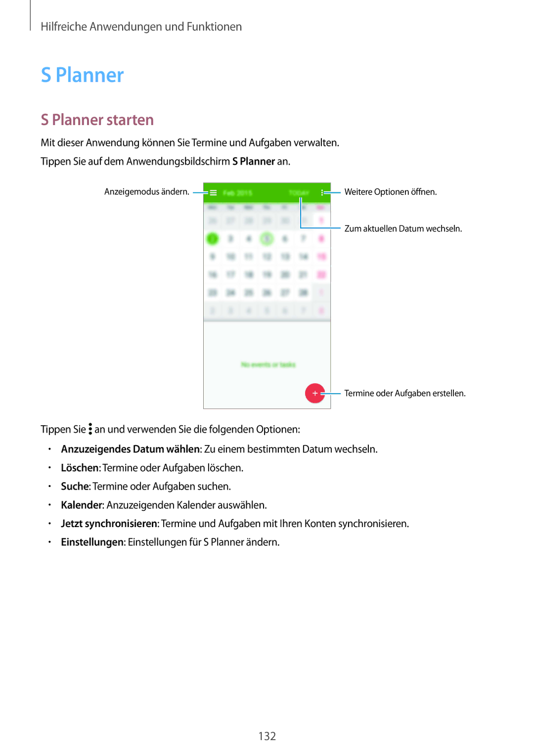 Samsung SM-G850FZBENEE, SM-G850FHSEDBT, SM-G850FHSEVIA, SM-G850FZDEVD2, SM-G850FZWETPH, SM-G850FZWEDBT Planner starten 