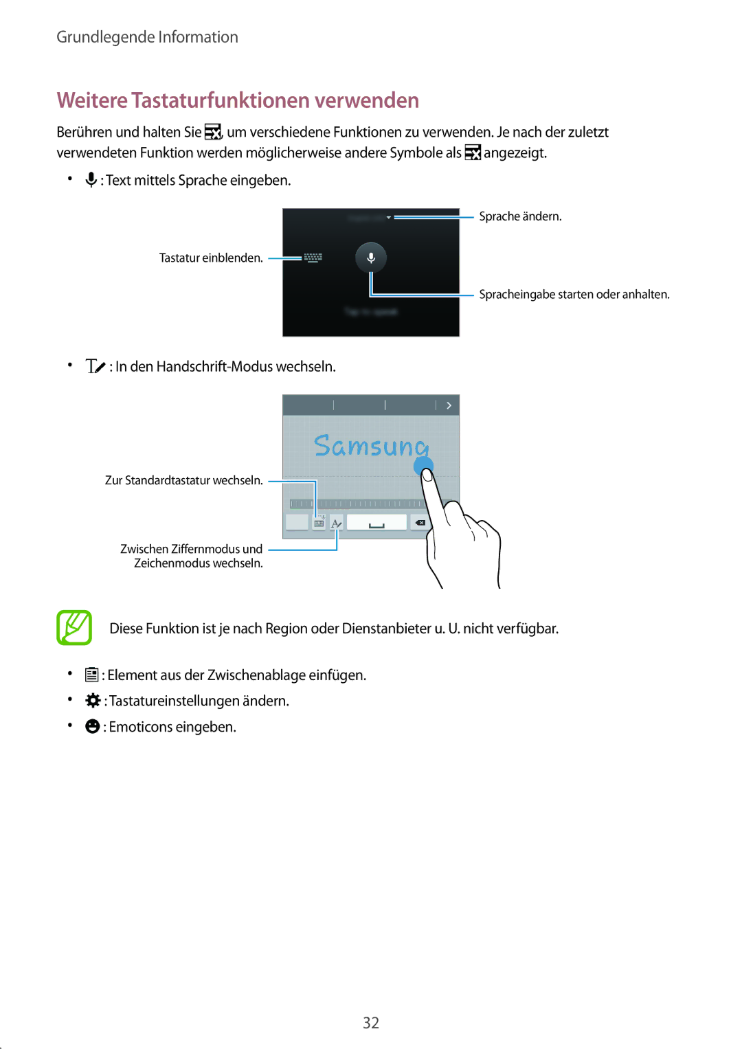 Samsung SM-G850FZKEMOB, SM-G850FHSEDBT, SM-G850FHSEVIA, SM-G850FZDEVD2, SM-G850FZWETPH Weitere Tastaturfunktionen verwenden 