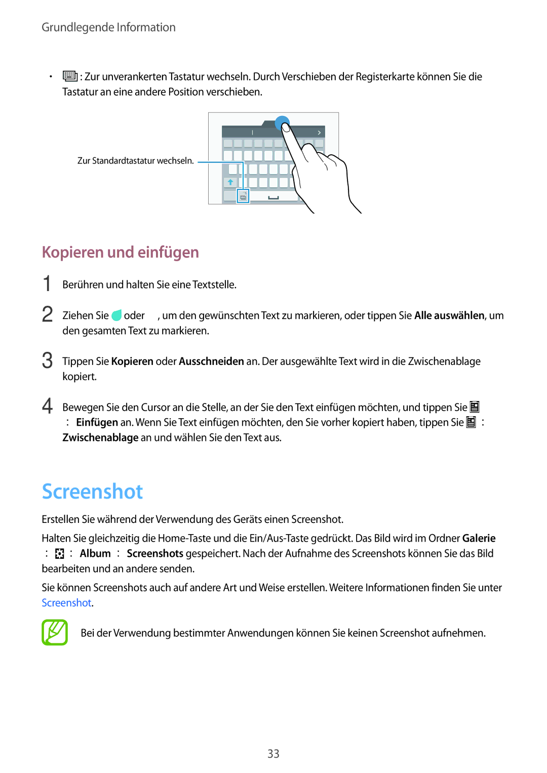 Samsung SM-G850FZKEMEO, SM-G850FHSEDBT, SM-G850FHSEVIA, SM-G850FZDEVD2, SM-G850FZWETPH manual Screenshot, Kopieren und einfügen 