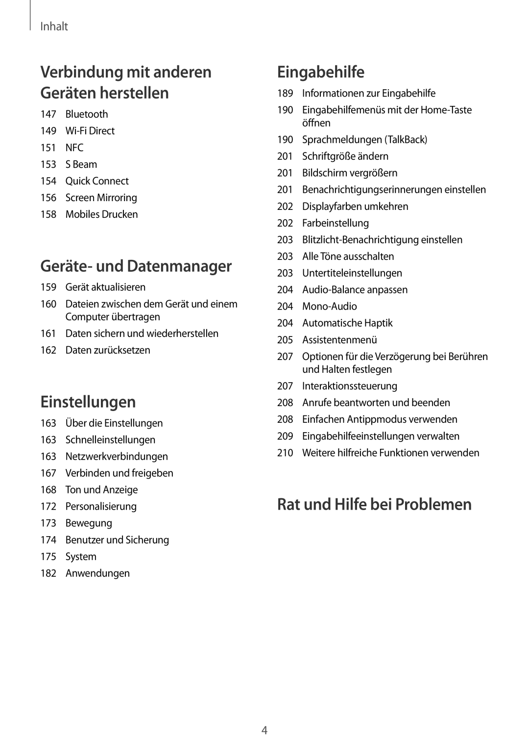 Samsung SM-G850FZWEDBT, SM-G850FHSEDBT, SM-G850FHSEVIA, SM-G850FZDEVD2, SM-G850FZWETPH manual Rat und Hilfe bei Problemen 