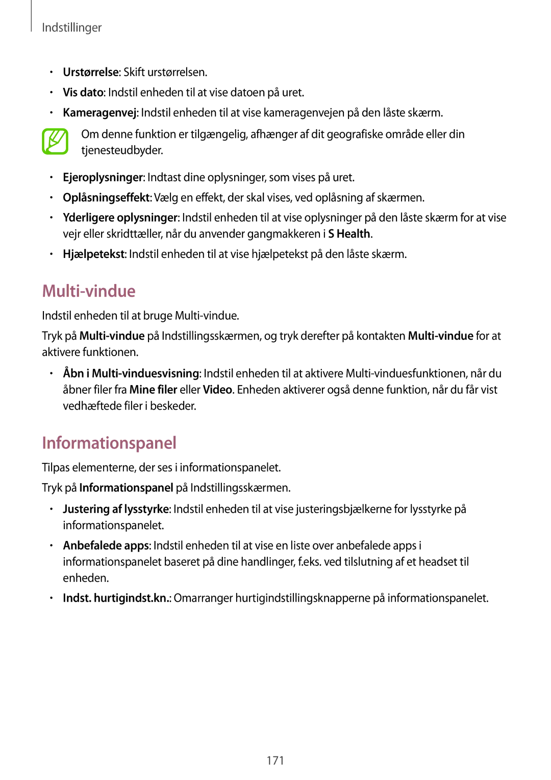 Samsung SM-G850FZBENEE, SM-G850FZKENEE, SM-G850FZDENEE, SM-G850FZWENEE, SM-G850FHSETEN manual Multi-vindue, Informationspanel 