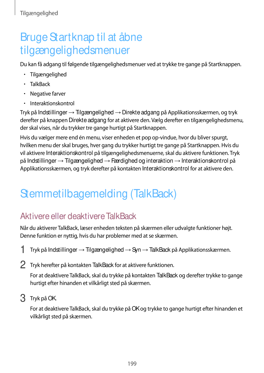 Samsung SM-G850FZBETEN, SM-G850FZBENEE, SM-G850FZKENEE Stemmetilbagemelding TalkBack, Aktivere eller deaktivere TalkBack 