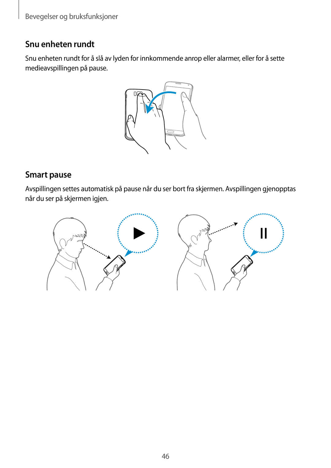 Samsung SM-G850FZBANEE, SM-G850FZBENEE, SM-G850FZKENEE, SM-G850FZDENEE, SM-G850FZWENEE manual Snu enheten rundt, Smart pause 