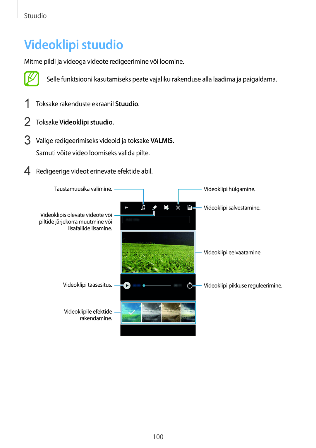 Samsung SM-G850FZDESEB, SM-G850FZWESEB, SM-G850FHSESEB, SM-G850FZBESEB, SM-G850FZKESEB manual Toksake Videoklipi stuudio 