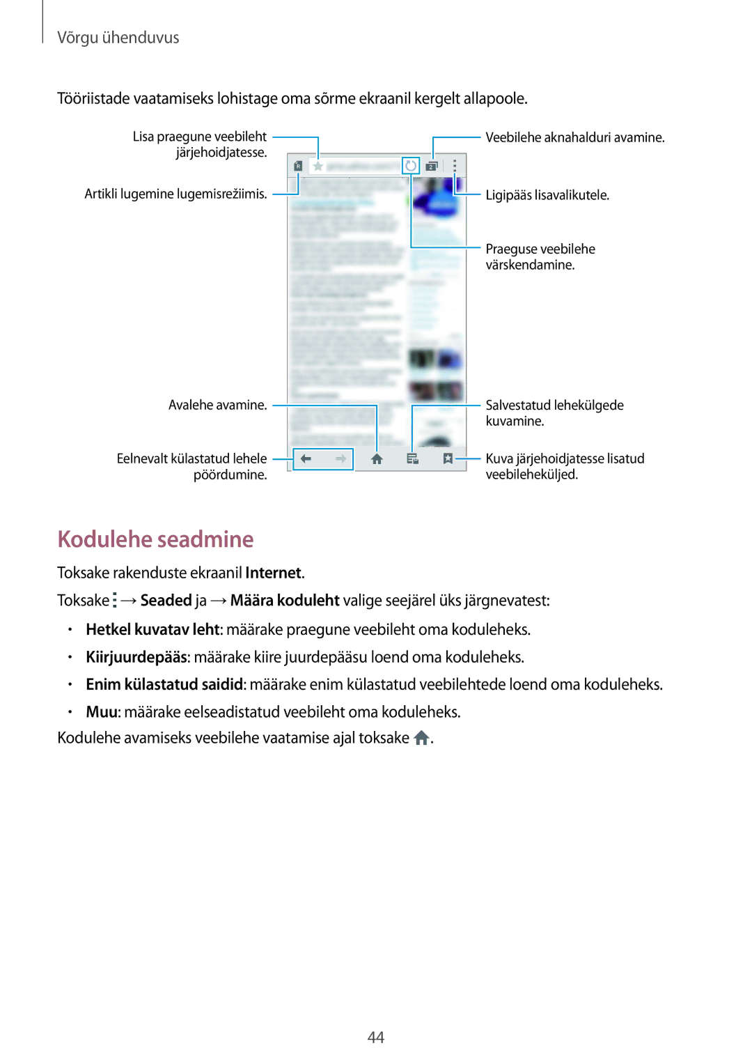 Samsung SM-G850FZKESEB, SM-G850FZDESEB, SM-G850FZWESEB, SM-G850FHSESEB, SM-G850FZBESEB manual Kodulehe seadmine 