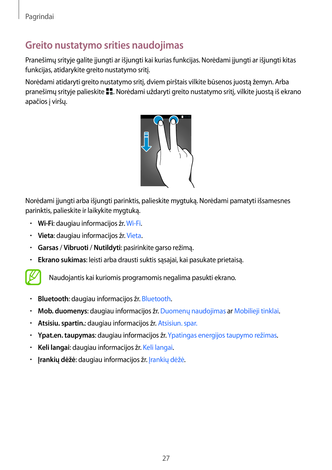 Samsung SM-G850FHSESEB Greito nustatymo srities naudojimas, Atsisiu. spartin. daugiau informacijos žr. Atsisiun. spar 