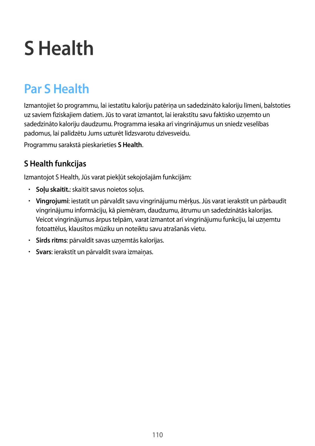 Samsung SM-G850FZDESEB, SM-G850FZWESEB, SM-G850FHSESEB, SM-G850FZBESEB, SM-G850FZKESEB Par S Health, Health funkcijas 