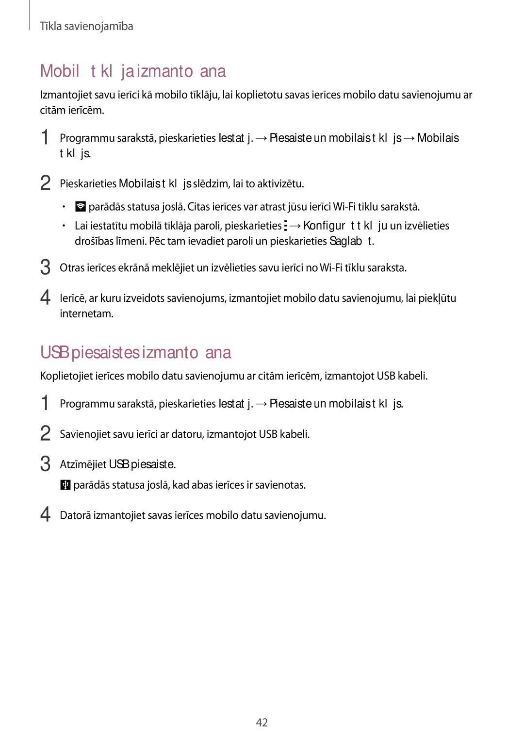 Samsung SM-G850FHSESEB, SM-G850FZDESEB Mobilā tīklāja izmantošana, USB piesaistes izmantošana, Atzīmējiet USB piesaiste 