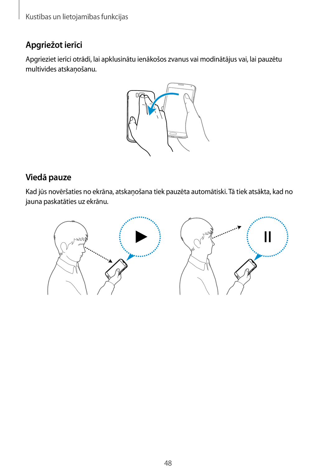 Samsung SM-G850FZBESEB, SM-G850FZDESEB, SM-G850FZWESEB, SM-G850FHSESEB, SM-G850FZKESEB manual Apgriežot ierīci, Viedā pauze 