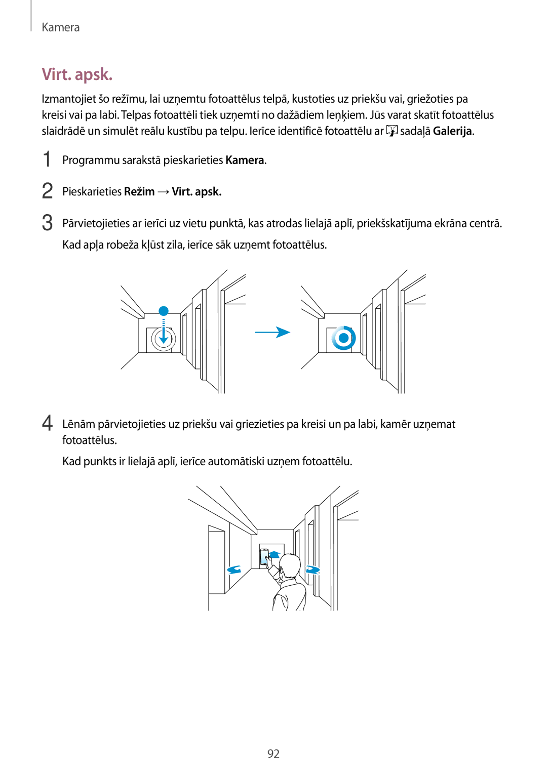 Samsung SM-G850FHSESEB, SM-G850FZDESEB, SM-G850FZWESEB, SM-G850FZBESEB, SM-G850FZKESEB Pieskarieties Režim →Virt. apsk 