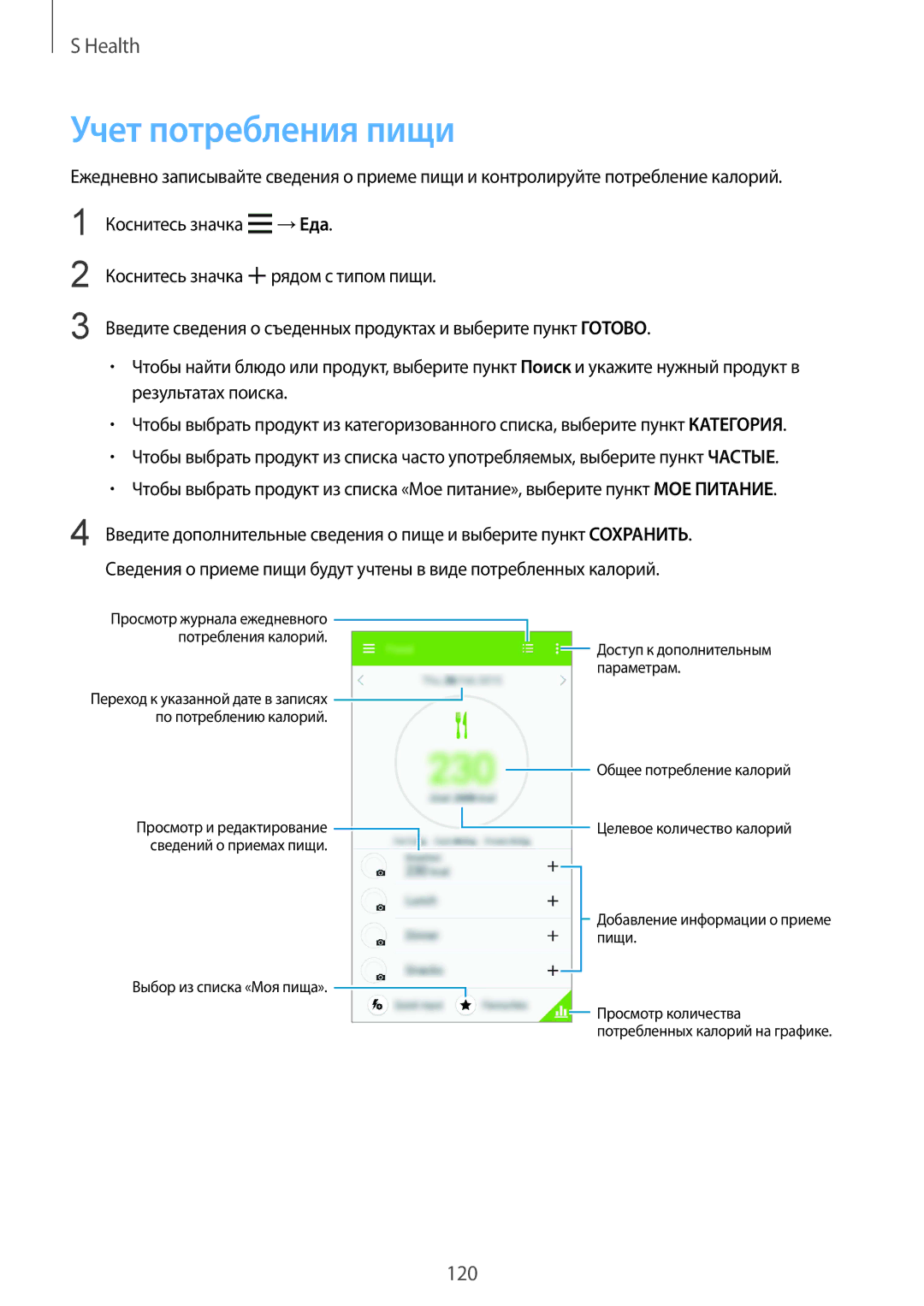 Samsung SM-G850FZBESEB, SM-G850FZDESEB, SM-G850FZWESEB, SM-G850FHSESEB, SM-G850FZKESEB, SM-G850FZKESER Учет потребления пищи 