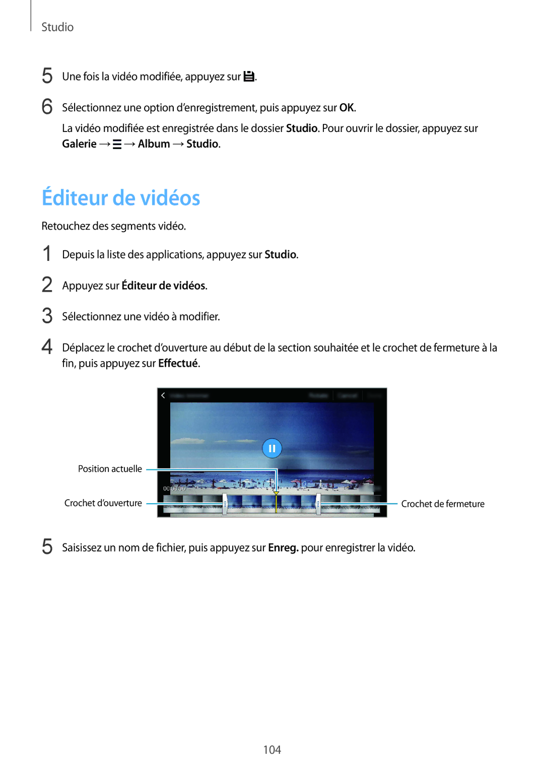 Samsung SM-G850FHSEFTM, SM-G850FZKEXEF, SM-G850FHSEBOG, SM-G850FZDESFR, SM-G850FHSEXEF manual Appuyez sur Éditeur de vidéos 