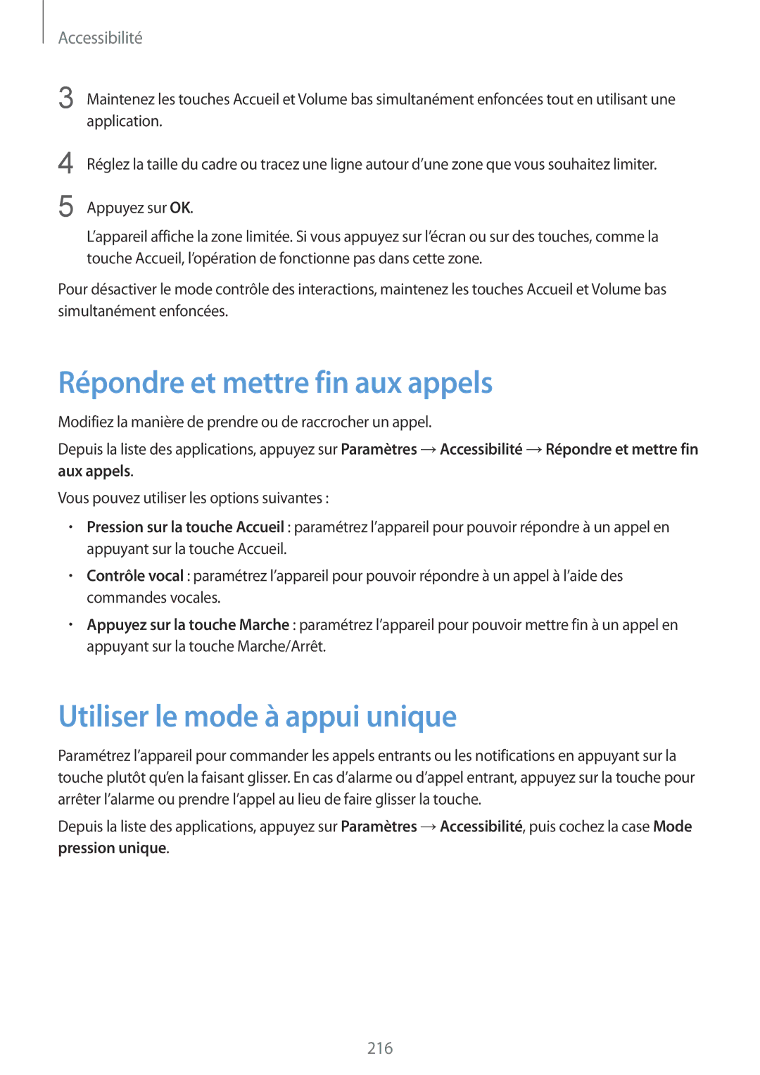 Samsung SM-G850FZKEXEF, SM-G850FHSEBOG, SM-G850FZDESFR Répondre et mettre fin aux appels, Utiliser le mode à appui unique 