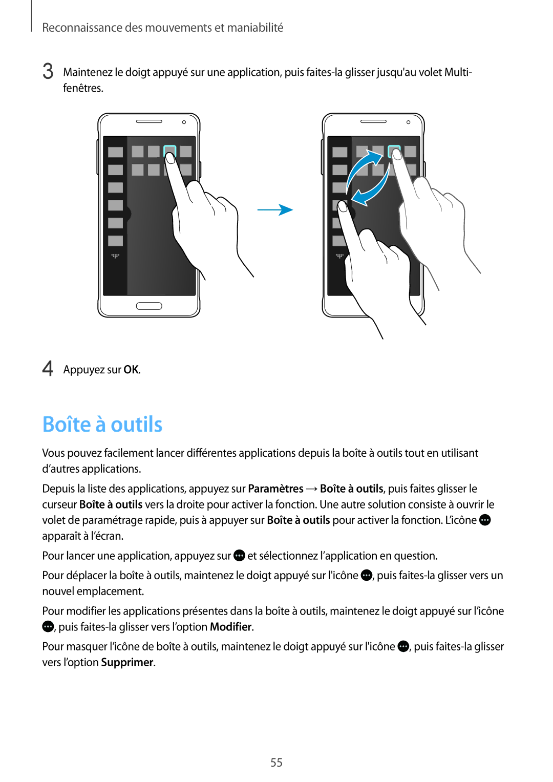 Samsung SM-G850FHSEBOG, SM-G850FZKEXEF, SM-G850FZDESFR, SM-G850FHSEXEF, SM-G850FZDEBOG, SM-G850FHSEFTM manual Boîte à outils 