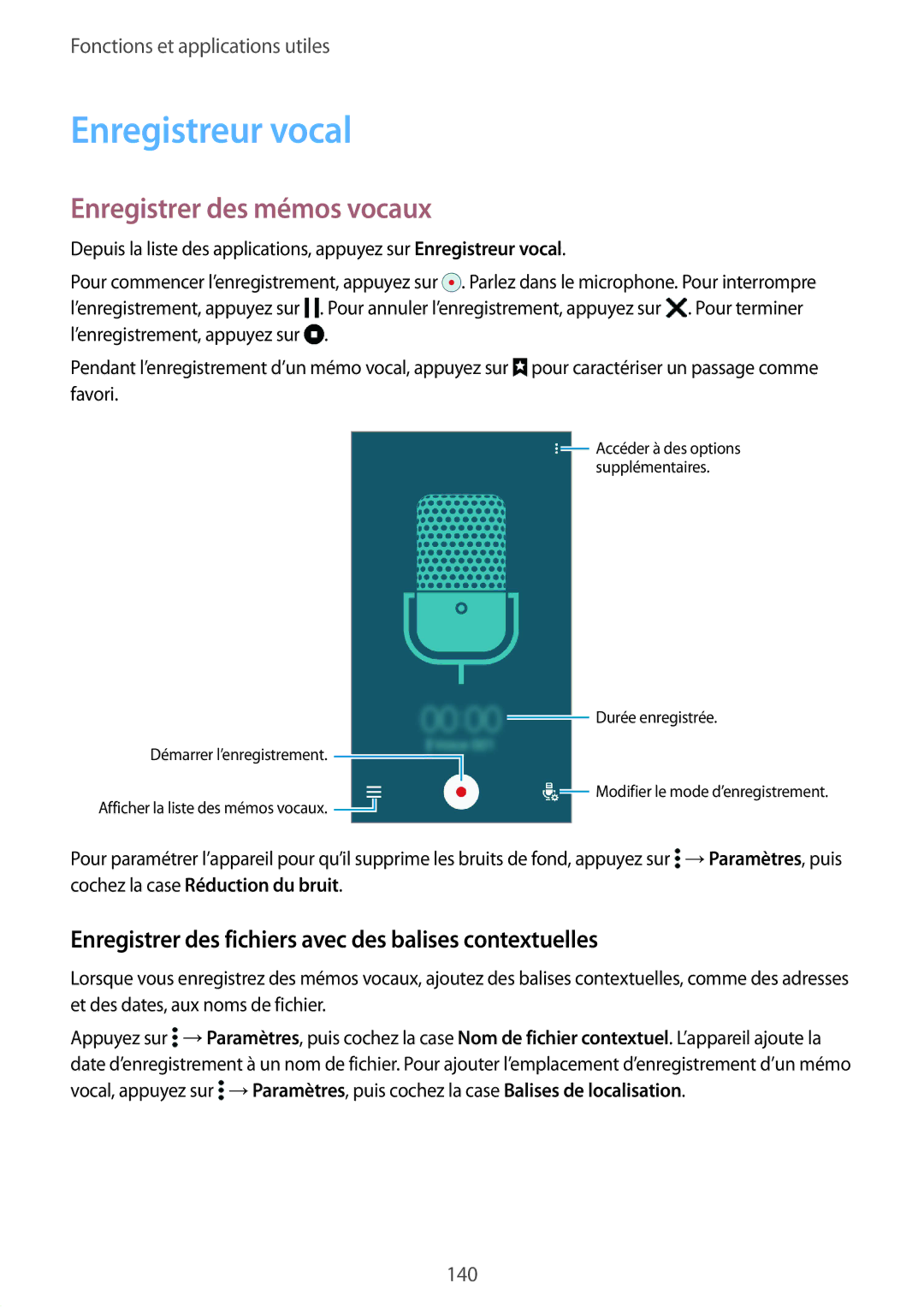 Samsung SM-G850FHSEFTM, SM-G850FZKEXEF, SM-G850FHSEBOG, SM-G850FZDESFR manual Enregistreur vocal, Enregistrer des mémos vocaux 