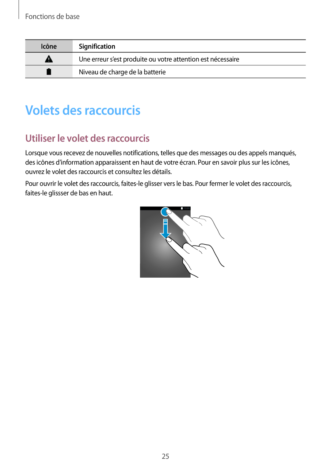 Samsung SM-G850FZDEFTM, SM-G850FZKEXEF, SM-G850FHSEBOG manual Volets des raccourcis, Utiliser le volet des raccourcis 