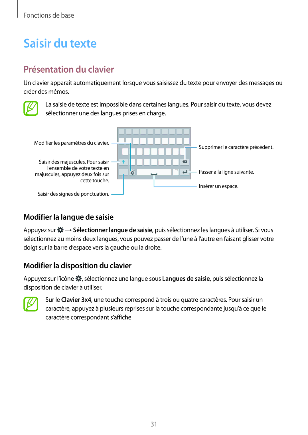 Samsung SM-G850FZDEBOG, SM-G850FZKEXEF manual Saisir du texte, Présentation du clavier, Modifier la langue de saisie 