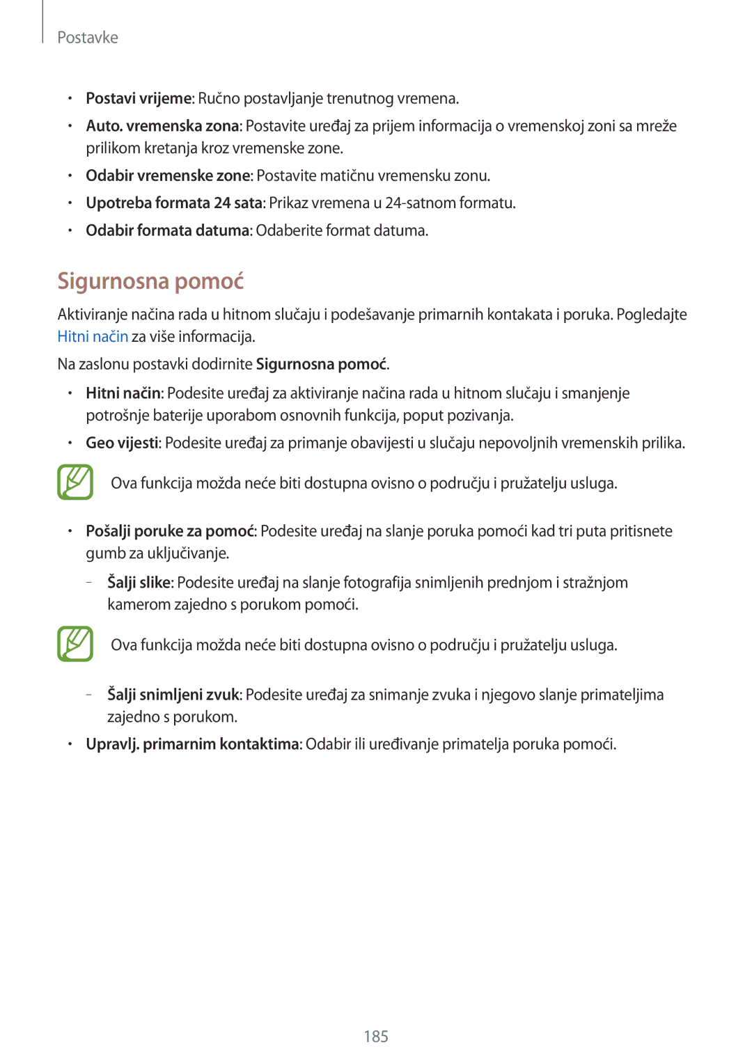 Samsung SM-G850FZKETWO, SM-G850FZWESEE, SM-G850FZDESEE, SM-G850FZKESEE, SM-G850FHSESEE, SM-G850FZWETWO manual Sigurnosna pomoć 