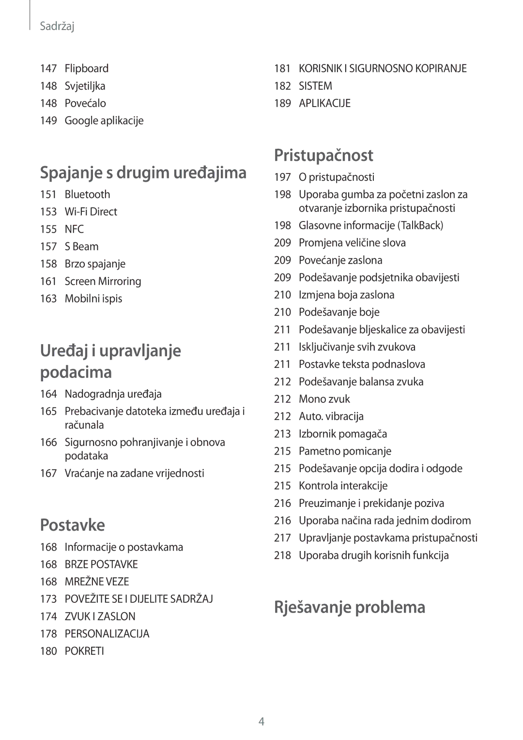 Samsung SM-G850FZWETWO manual Flipboard Svjetiljka Povećalo Google aplikacije, Informacije o postavkama, Pristupačnosti 