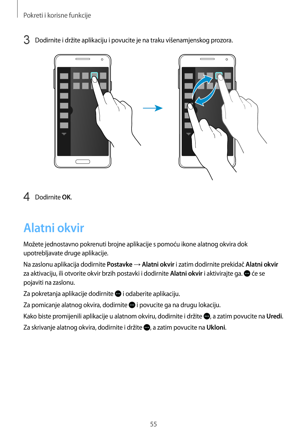 Samsung SM-G850FZKEVIP, SM-G850FZWESEE, SM-G850FZDESEE, SM-G850FZKESEE, SM-G850FHSESEE, SM-G850FZWETWO manual Alatni okvir 