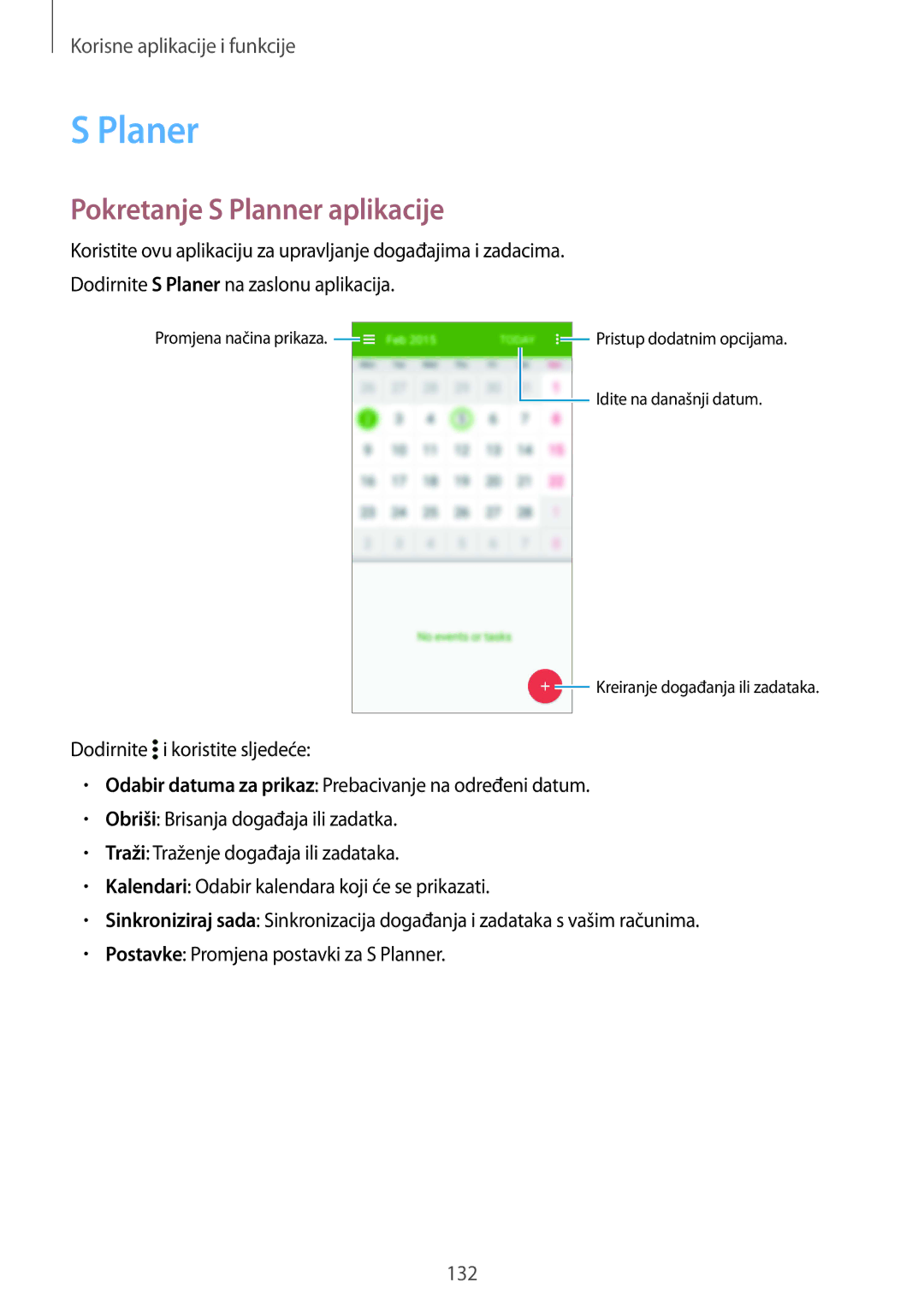 Samsung SM-G850FZWESEE, SM-G850FZDESEE, SM-G850FZKESEE, SM-G850FHSESEE manual Planer, Pokretanje S Planner aplikacije 