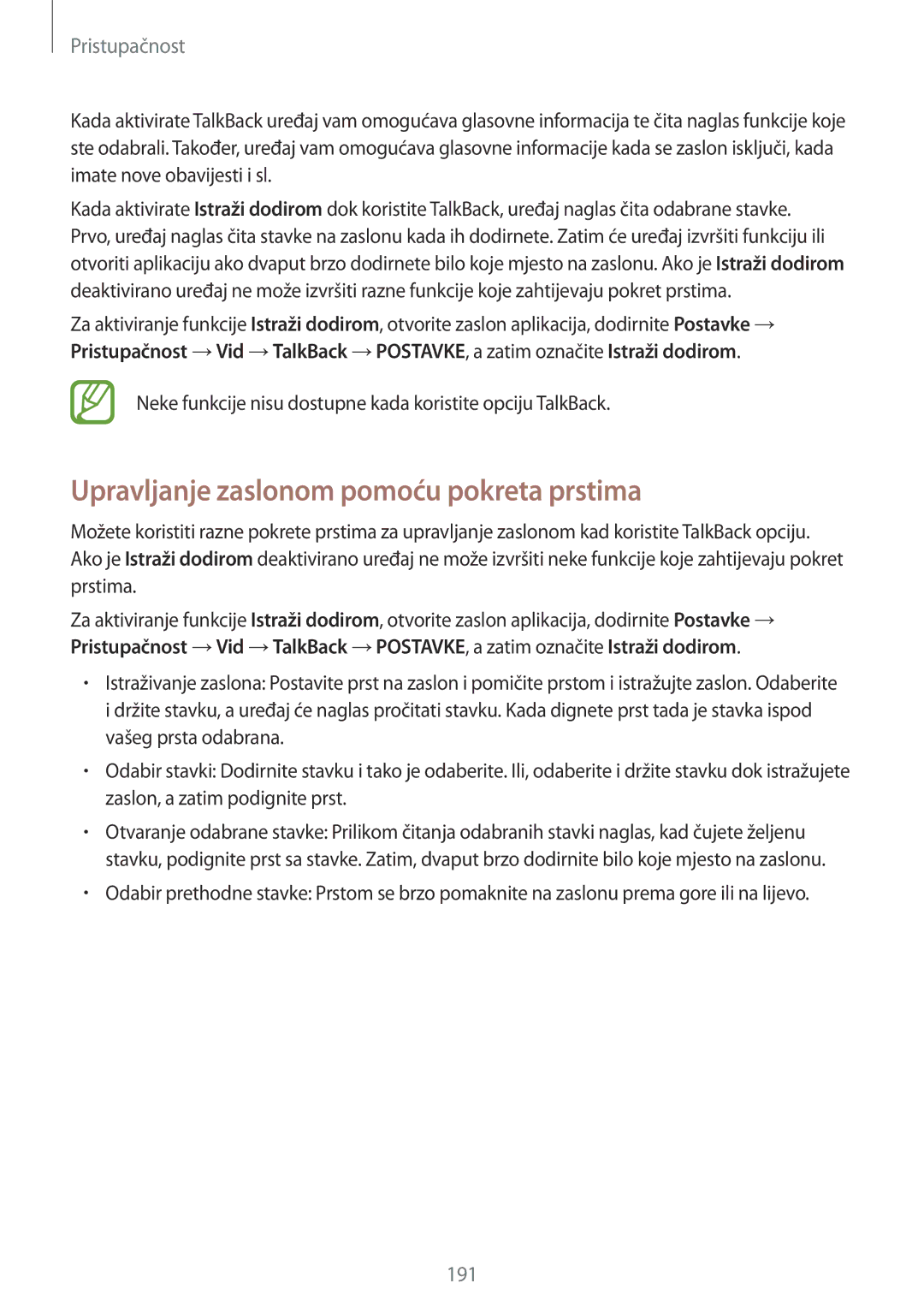 Samsung SM-G850FZDECRO, SM-G850FZWESEE, SM-G850FZDESEE, SM-G850FZKESEE manual Upravljanje zaslonom pomoću pokreta prstima 