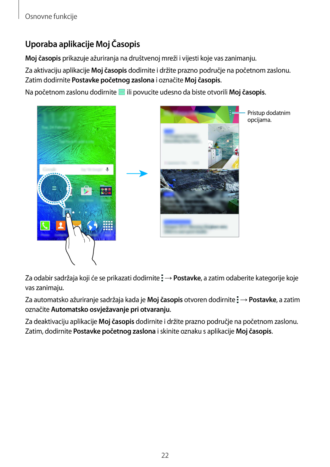 Samsung SM-G850FZDETWO, SM-G850FZWESEE, SM-G850FZDESEE, SM-G850FZKESEE, SM-G850FHSESEE manual Uporaba aplikacije Moj Časopis 