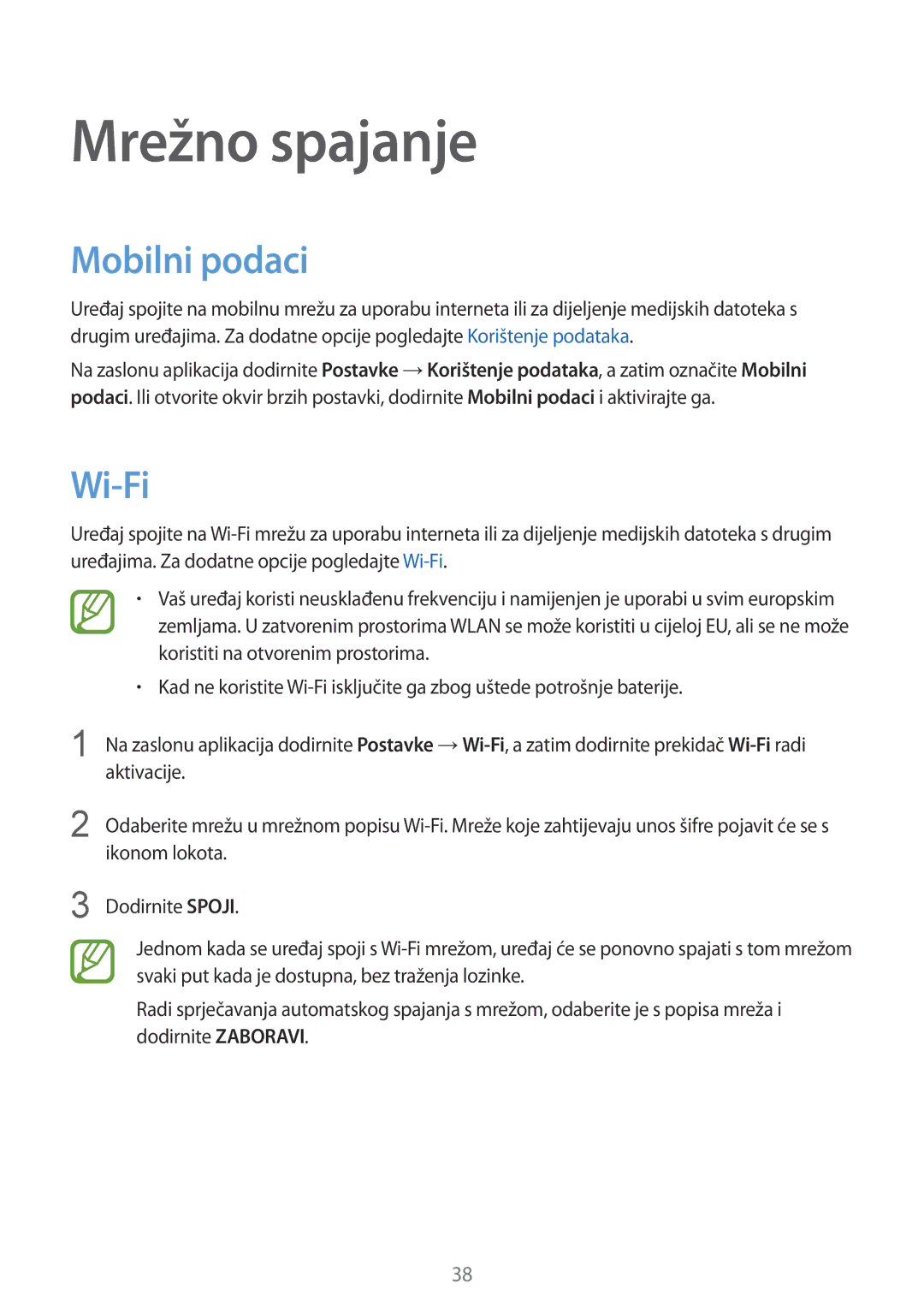 Samsung SM-G850FZKESEE, SM-G850FZWESEE, SM-G850FZDESEE, SM-G850FHSESEE, SM-G850FZWETWO Mrežno spajanje, Mobilni podaci, Wi-Fi 