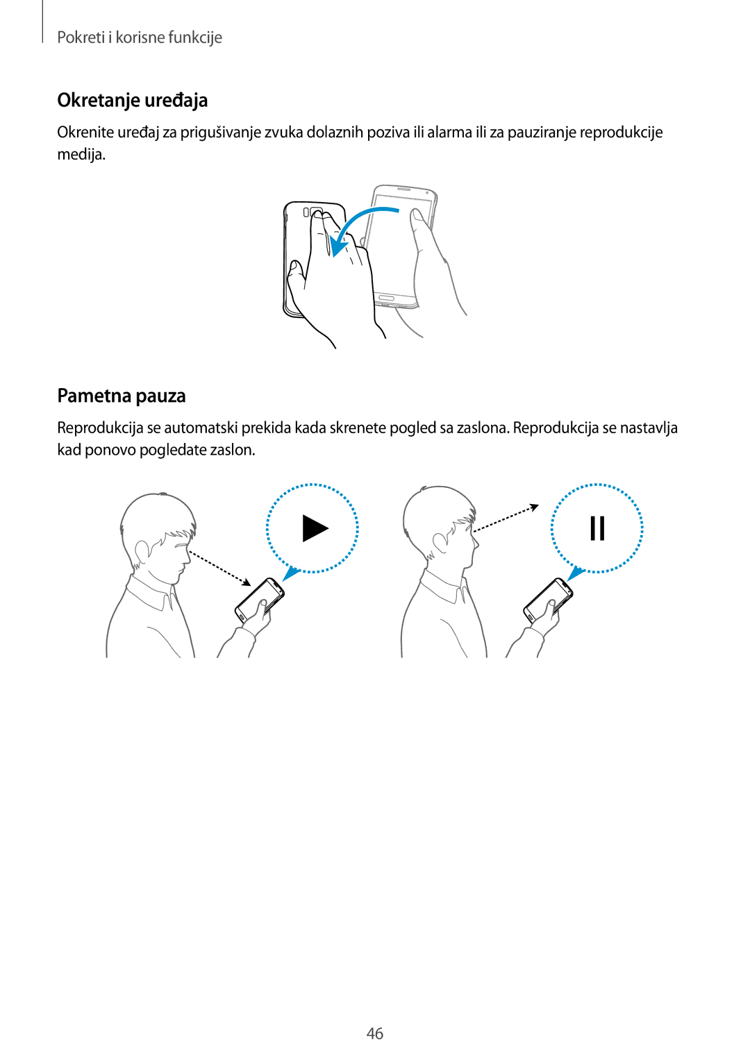 Samsung SM-G850FZDETWO, SM-G850FZWESEE, SM-G850FZDESEE, SM-G850FZKESEE, SM-G850FHSESEE manual Okretanje uređaja, Pametna pauza 