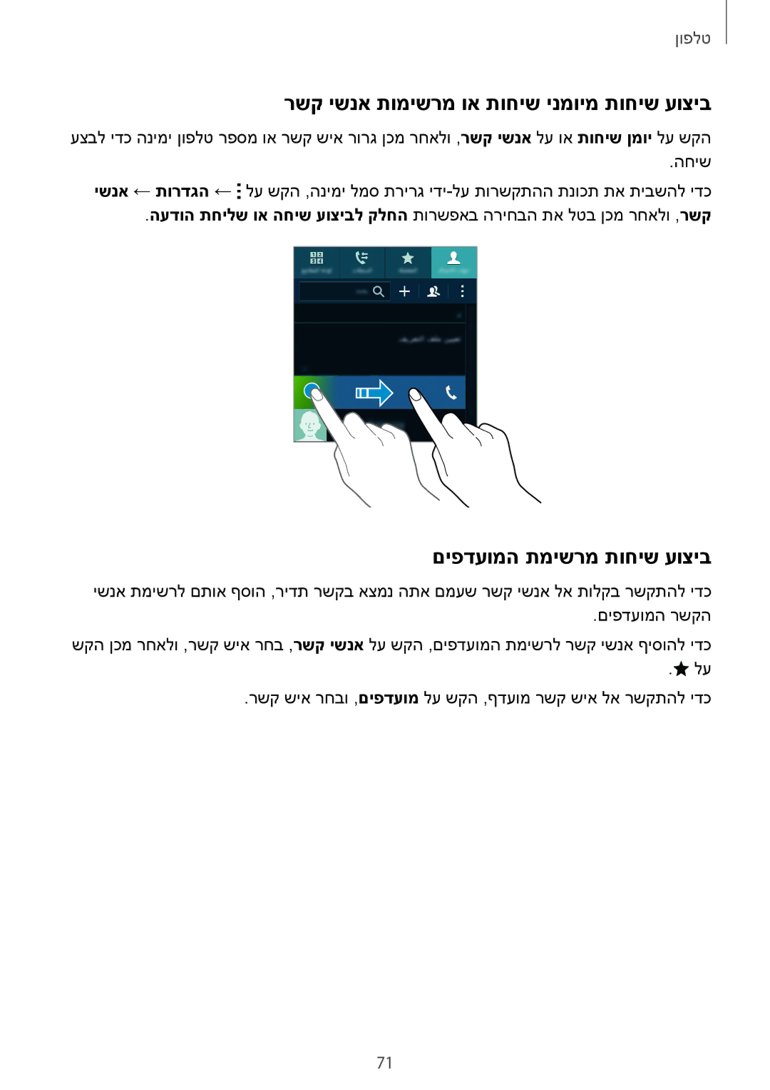 Samsung SM-G850FZKEILO, SM-G850FZWETMT manual רשק ישנא תומישרמ וא תוחיש ינמוימ תוחיש עוציב, םיפדעומה תמישרמ תוחיש עוציב 