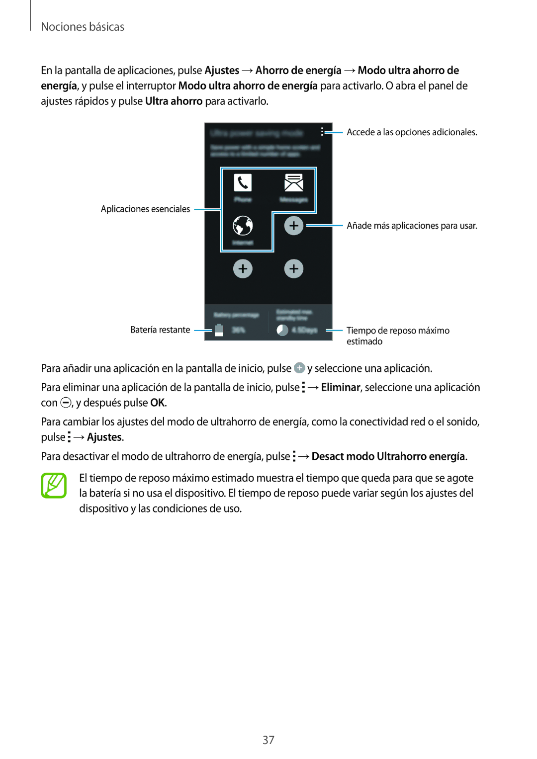 Samsung SM-G850FHSEROM, SM-G850FZWETPH, SM-G850FZDETPH manual Accede a las opciones adicionales Aplicaciones esenciales 